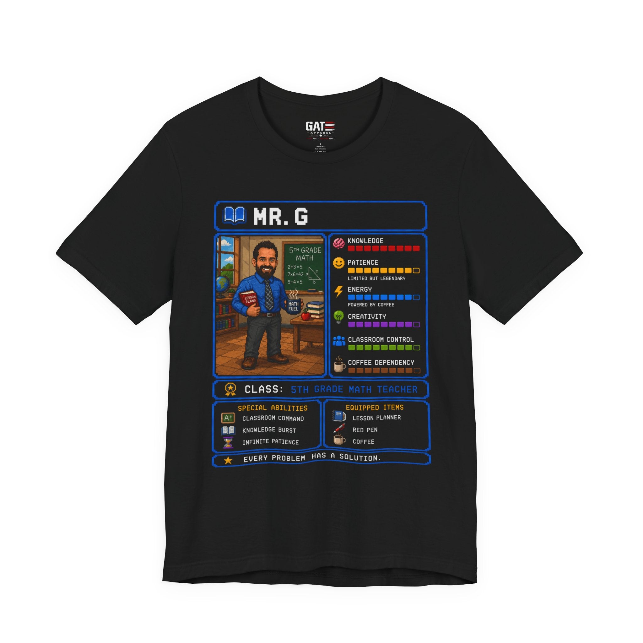 Custom Math Teacher RPG Character Shirt | Personalized Teacher Gift