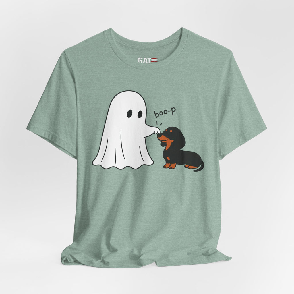 Halloween Ghost & Dachshund — "boo-p" Cute Dog Halloween T-Shirt