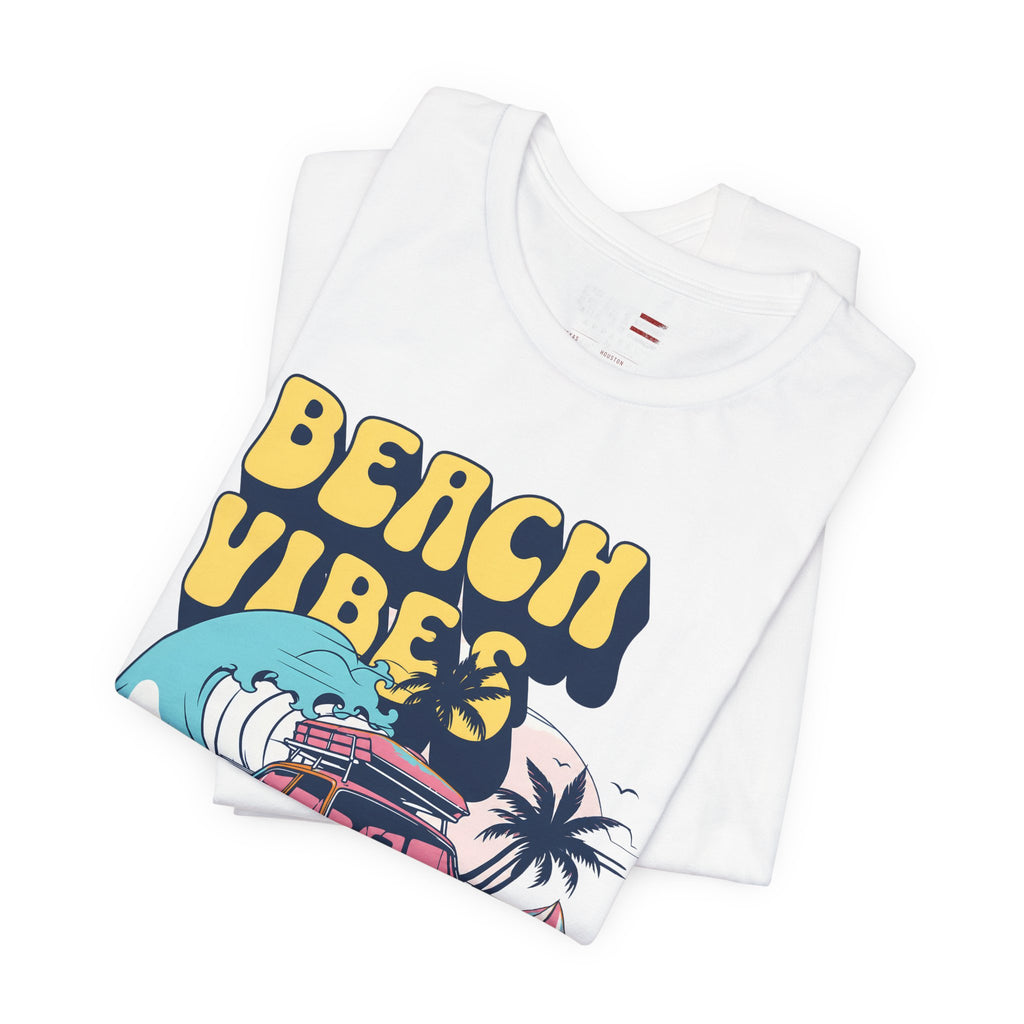 Beach Vibes Shirt, Retro Beach Tee, Vintage Summer Shirt, Coastal Vacation T Shirt, Surf Car Graphic Tee, Groovy Beach Lover Gift