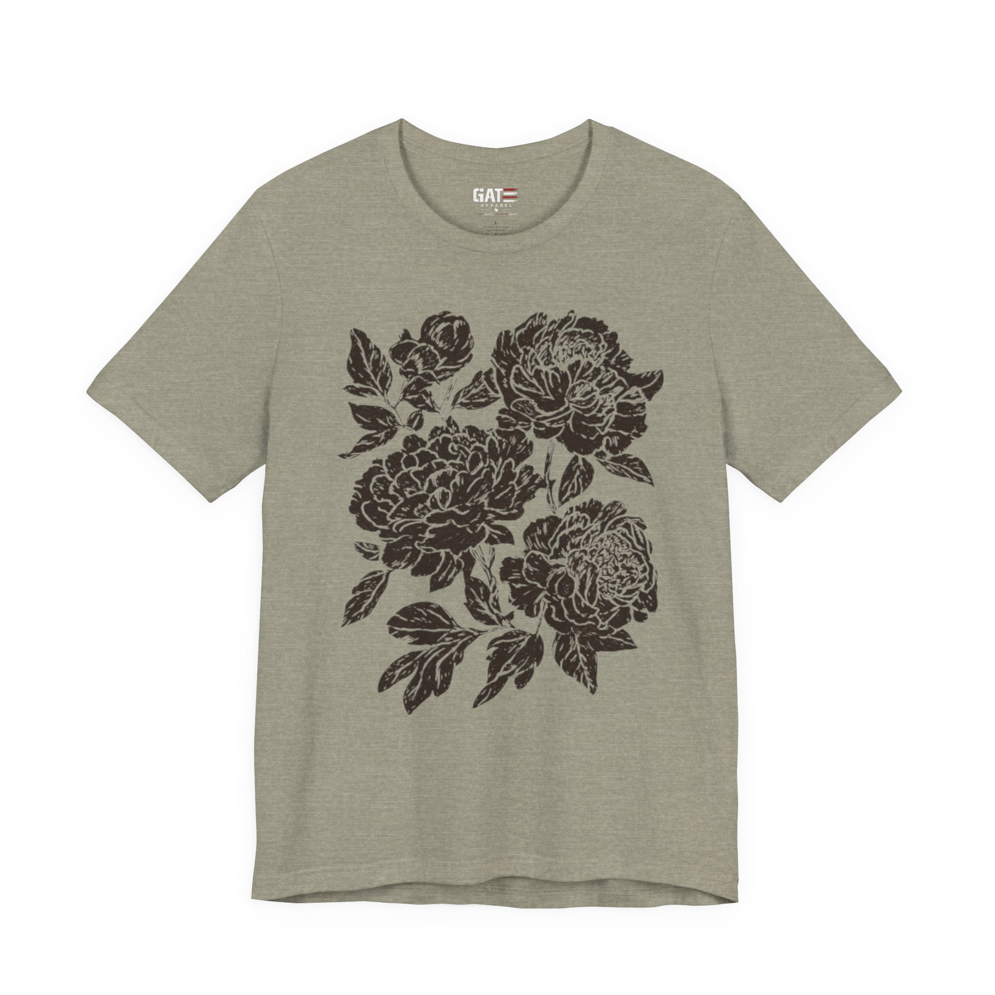 Floral Peony Tee — Vintage Black Rose Bouquet Graphic T-Shirt