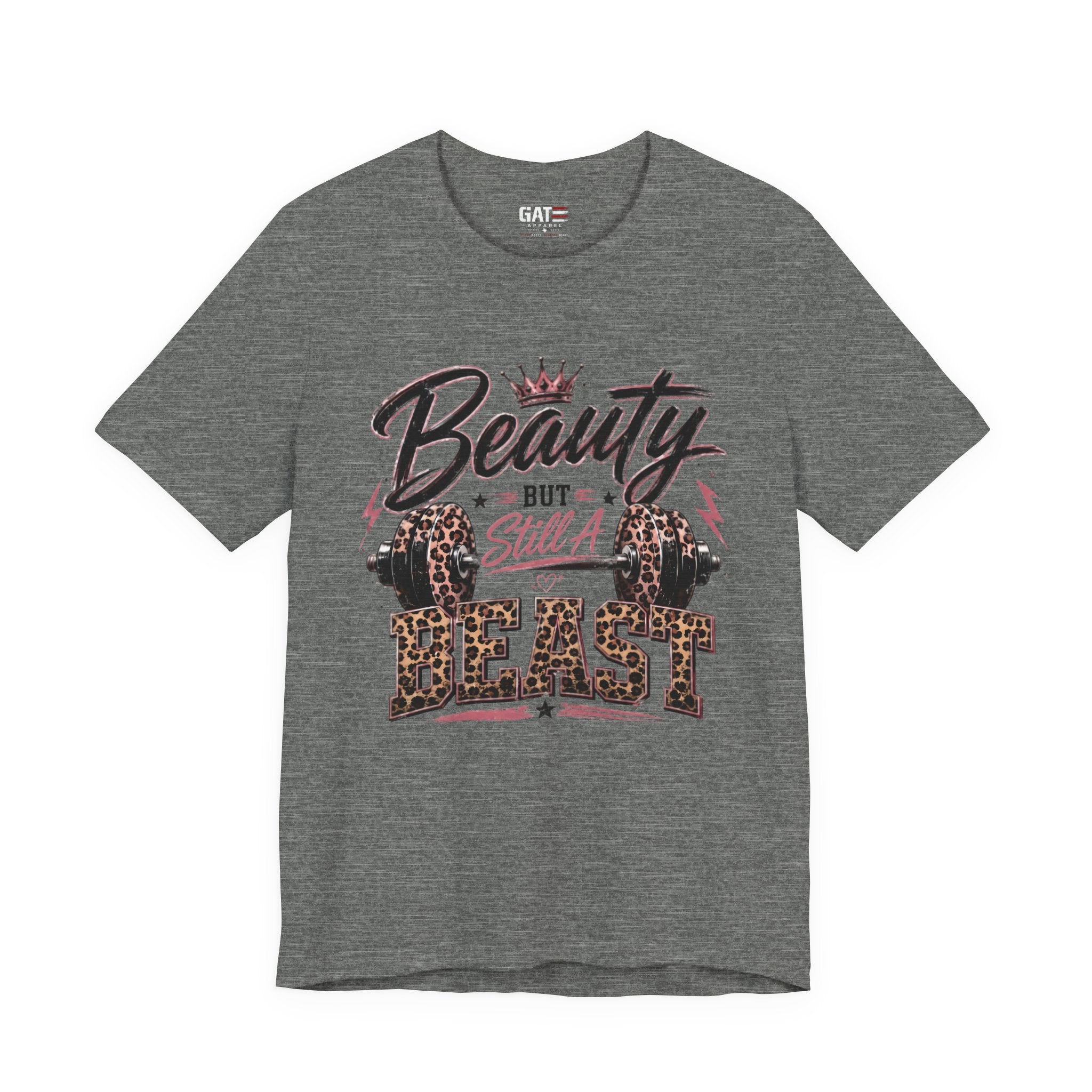 Beauty But Still A Beast Shirt, Women's Gym Shirt, Leopard Print Workout Tee, Fitness Shirt for Her
