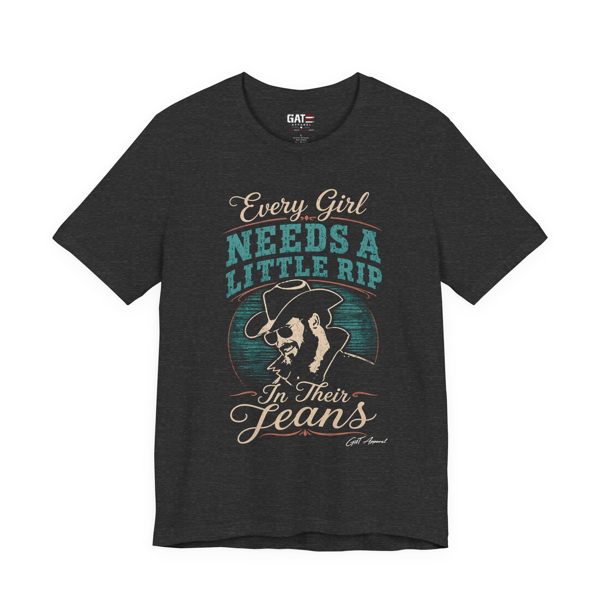Every Girl Needs A Little Rip In Their Jeans Blue Text Shirt |Dutton Ranch | Yellowstone Inspired Shirt