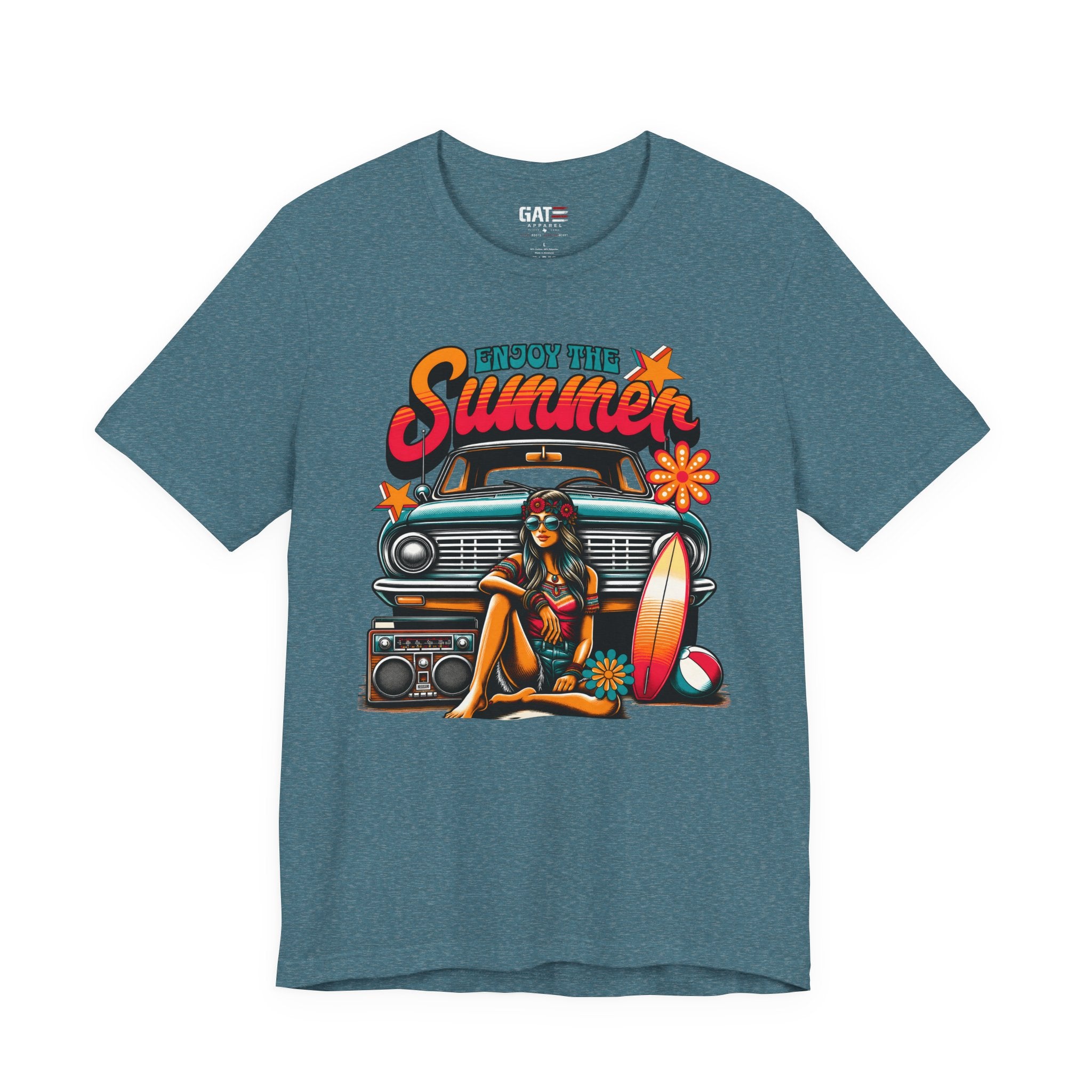 Enjoy The Summer Shirt, Retro Beach Tee, Vintage Surf Shirt, Hippie Summer T Shirt, Boho Vacation Shirt, Groovy Summer Graphic Tee