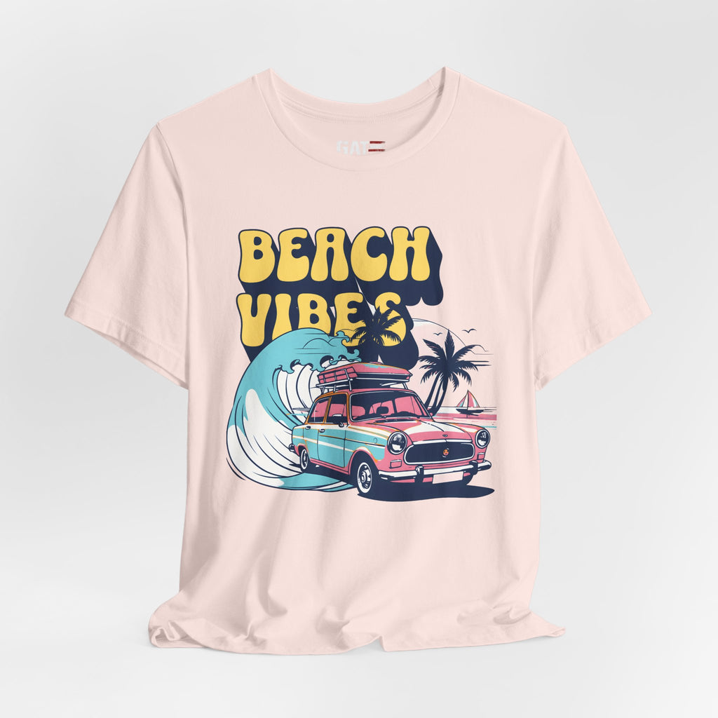 Beach Vibes Shirt, Retro Beach Tee, Vintage Summer Shirt, Coastal Vacation T Shirt, Surf Car Graphic Tee, Groovy Beach Lover Gift
