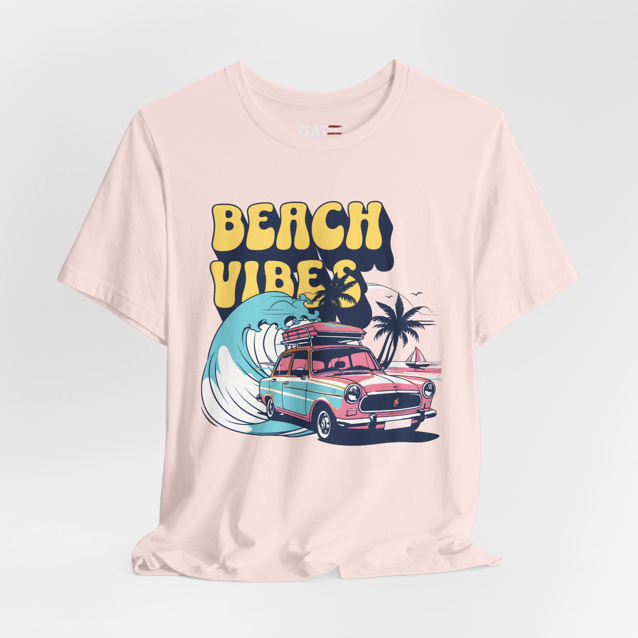 Beach Vibes Shirt, Retro Beach Tee, Vintage Summer Shirt, Coastal Vacation T Shirt, Surf Car Graphic Tee, Groovy Beach Lover Gift