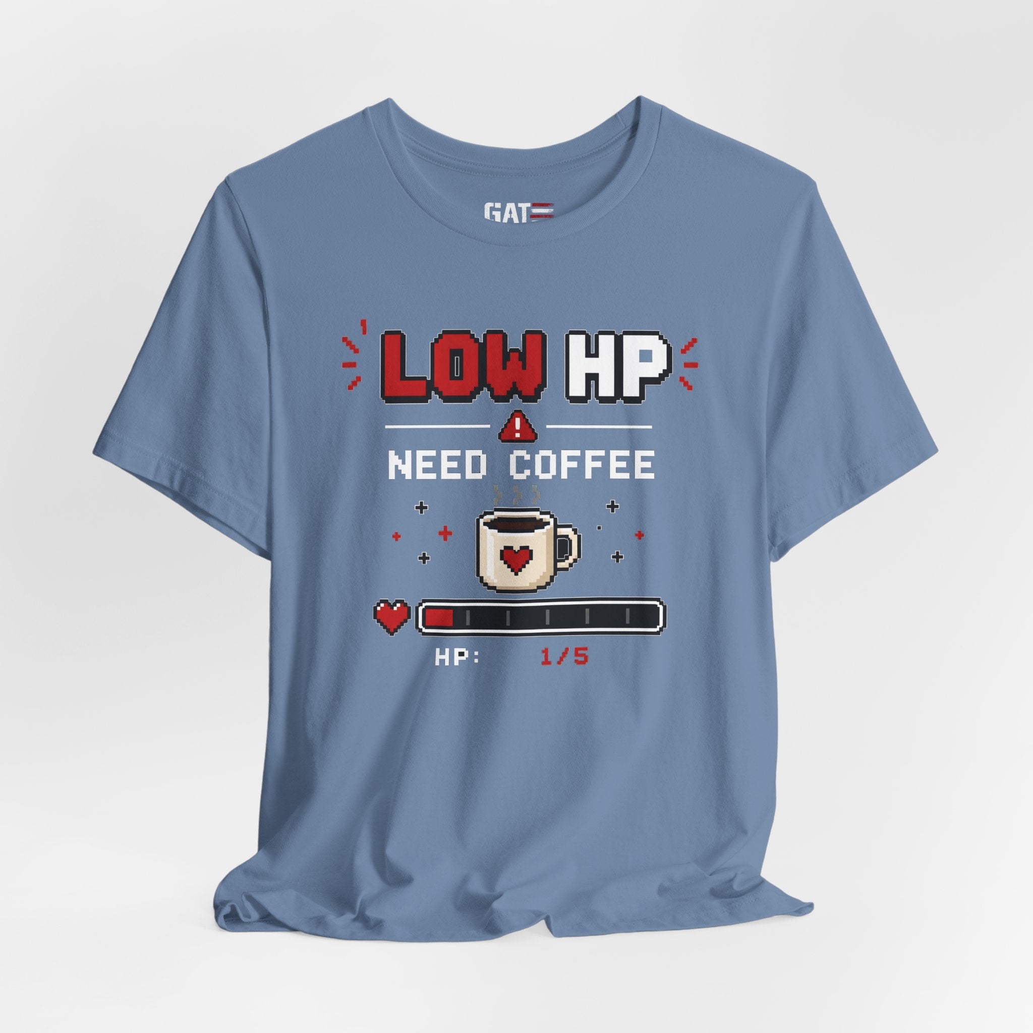 Funny Coffee Lover Shirt, Gamer Coffee Tee, Retro Pixel Art Shirt, Caffeine Addict Gift, Gaming T-Shirt