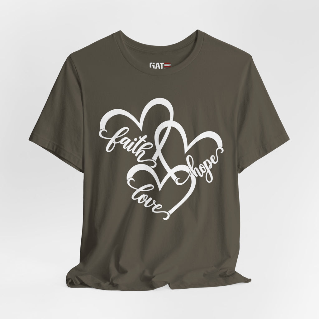 Faith Hope Love Heart T-Shirt — Inspirational Christian Tee