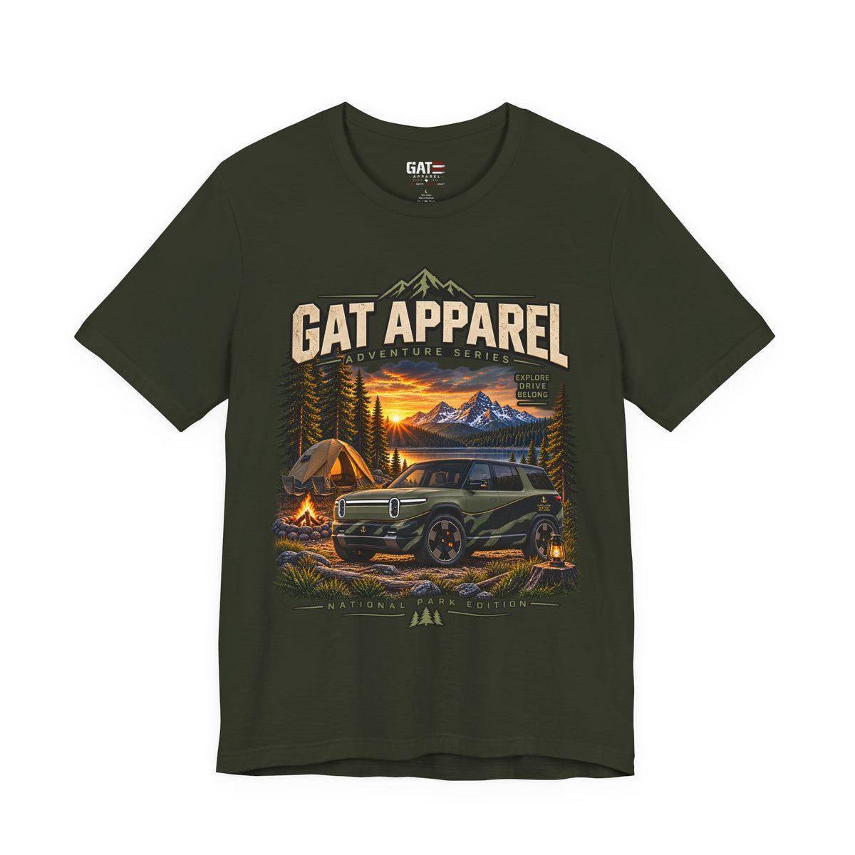 Adventure SUV Tee — GAT Apparel Campfire Mountain Graphic T-Shirt