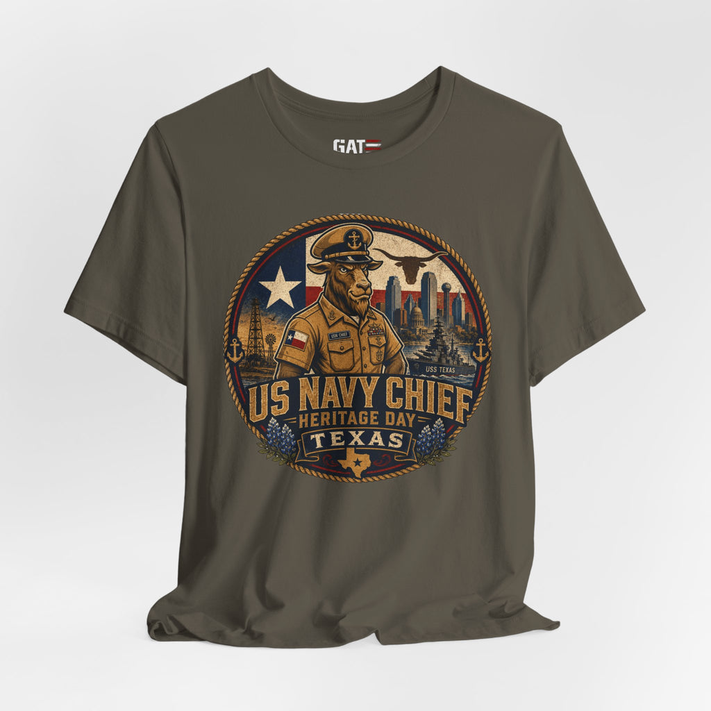 US Navy Chief Heritage Day Texas Shirt, Navy Chief Goat Shirt, Chief Petty Officer Gift, Military Pride Tee, Navy Veteran