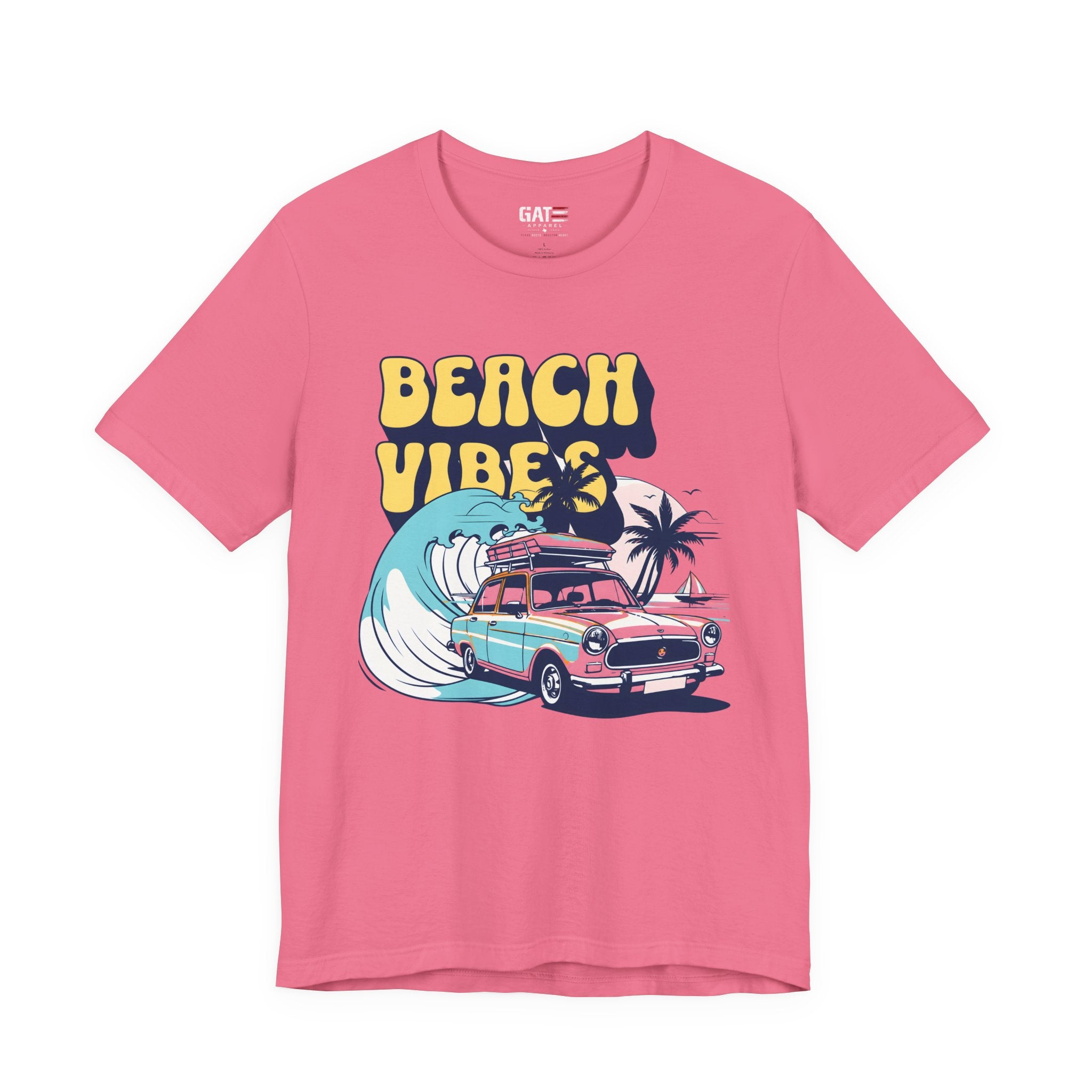 Beach Vibes Shirt, Retro Beach Tee, Vintage Summer Shirt, Coastal Vacation T Shirt, Surf Car Graphic Tee, Groovy Beach Lover Gift