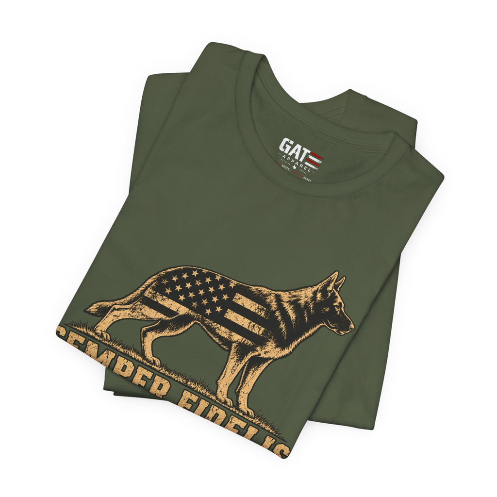 Semper Fidelis German Shepherd T-Shirt — Patriotic Military K9 Tee