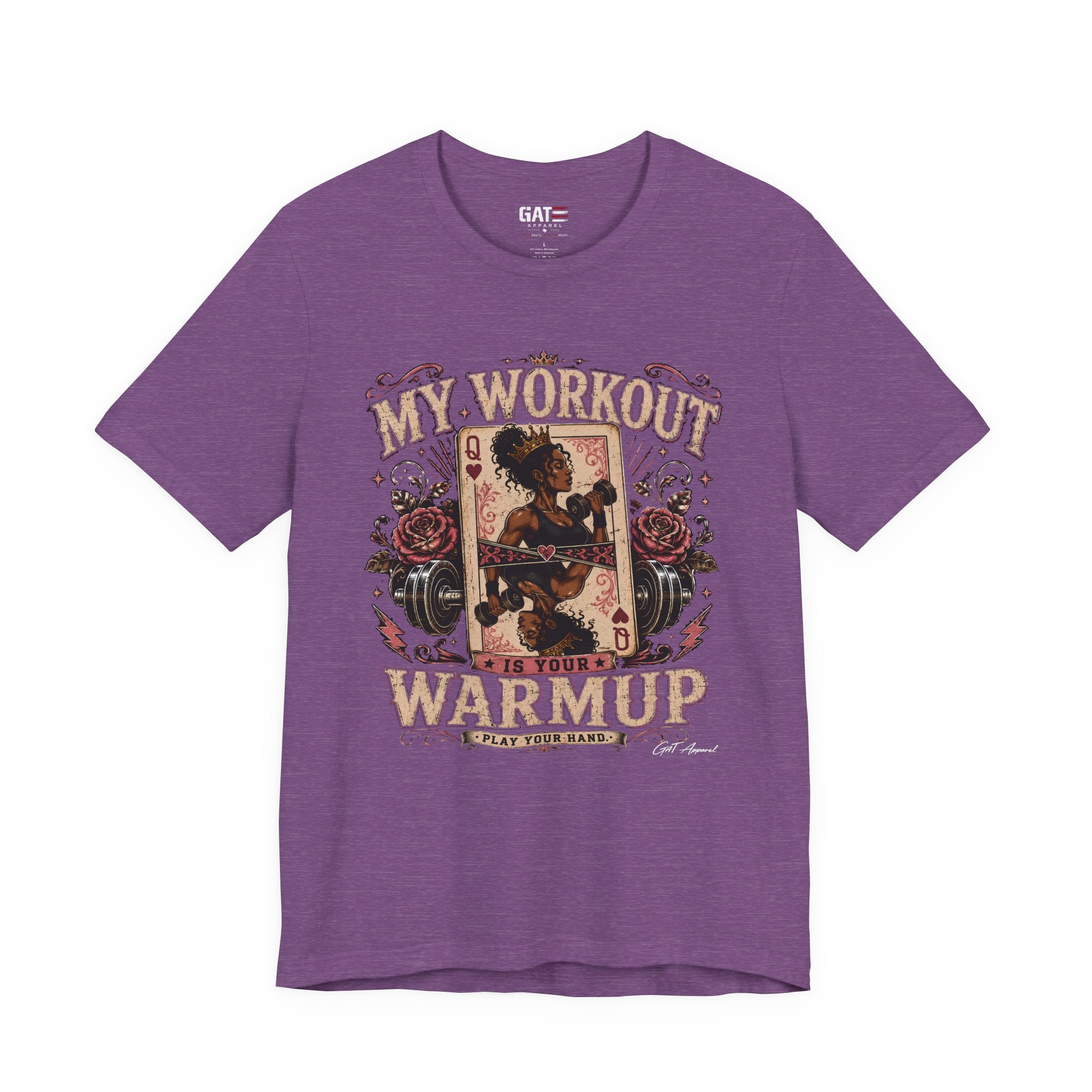 My Workout Is Your Warmup Shirt, Retro Gym Shirt for Women, Queen of Hearts Fitness Tee, Weightlifting Gift