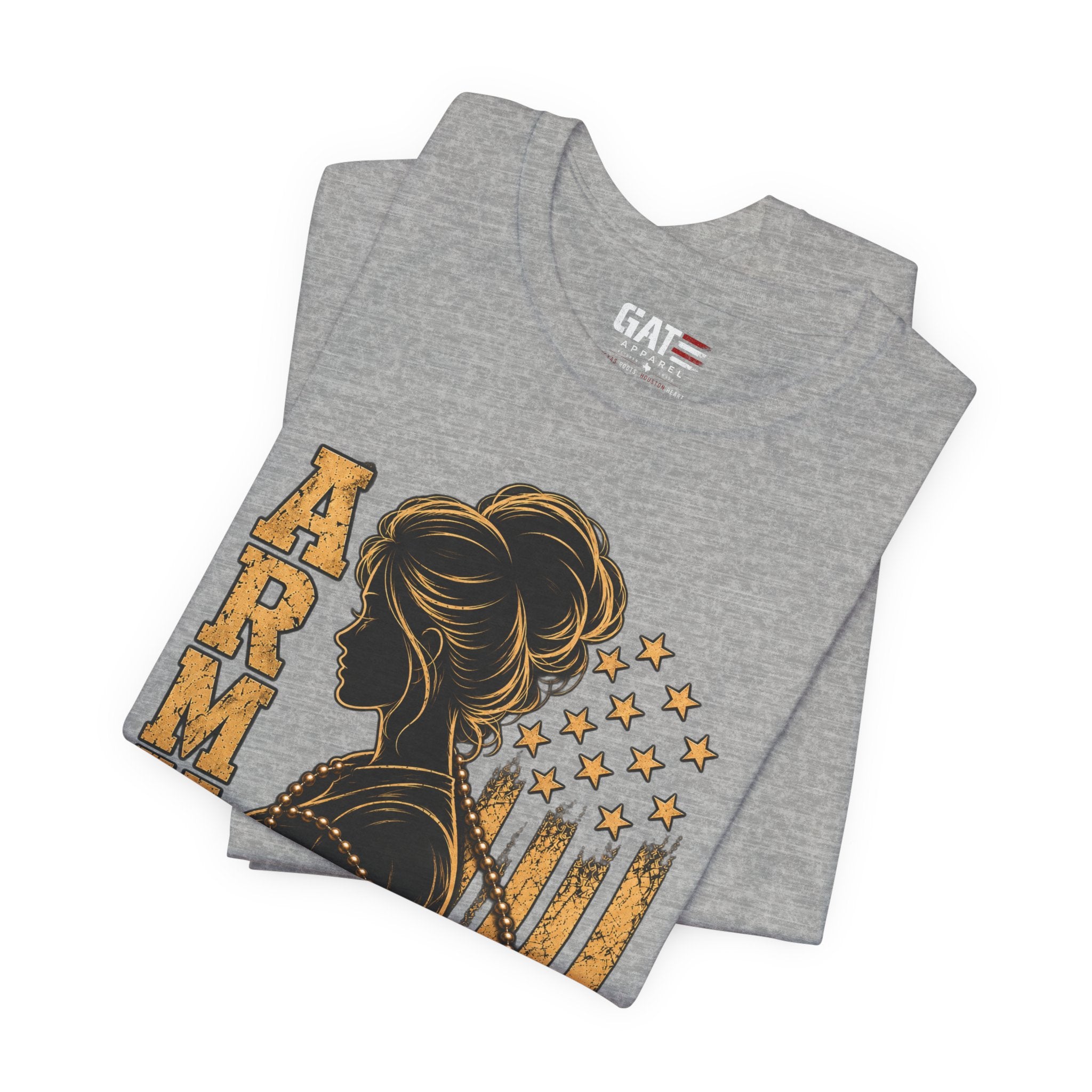 Female Army Vet Tee – Proud Military Mom Shirt with Dog Tags & American Flag