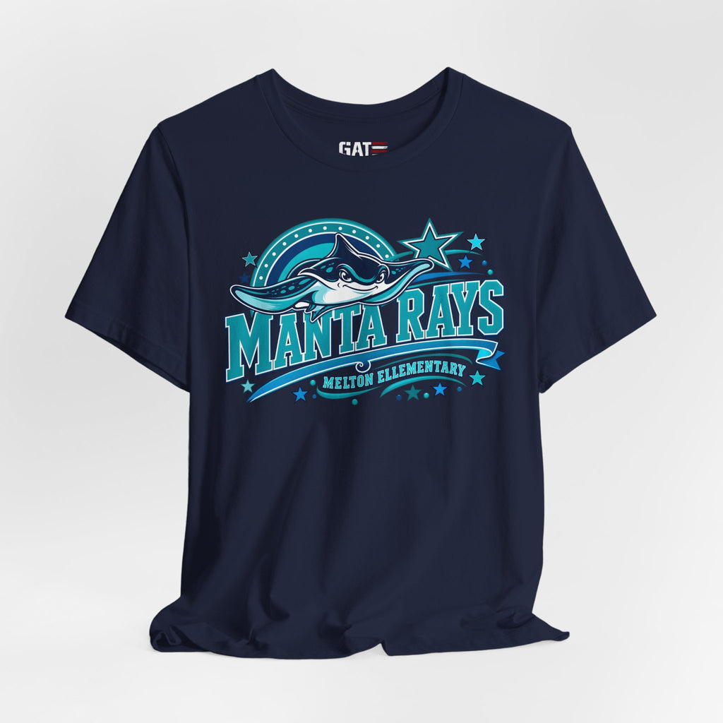 Melton Manta Rays Graphic Tee – Retro Ocean School Spirit Shirt