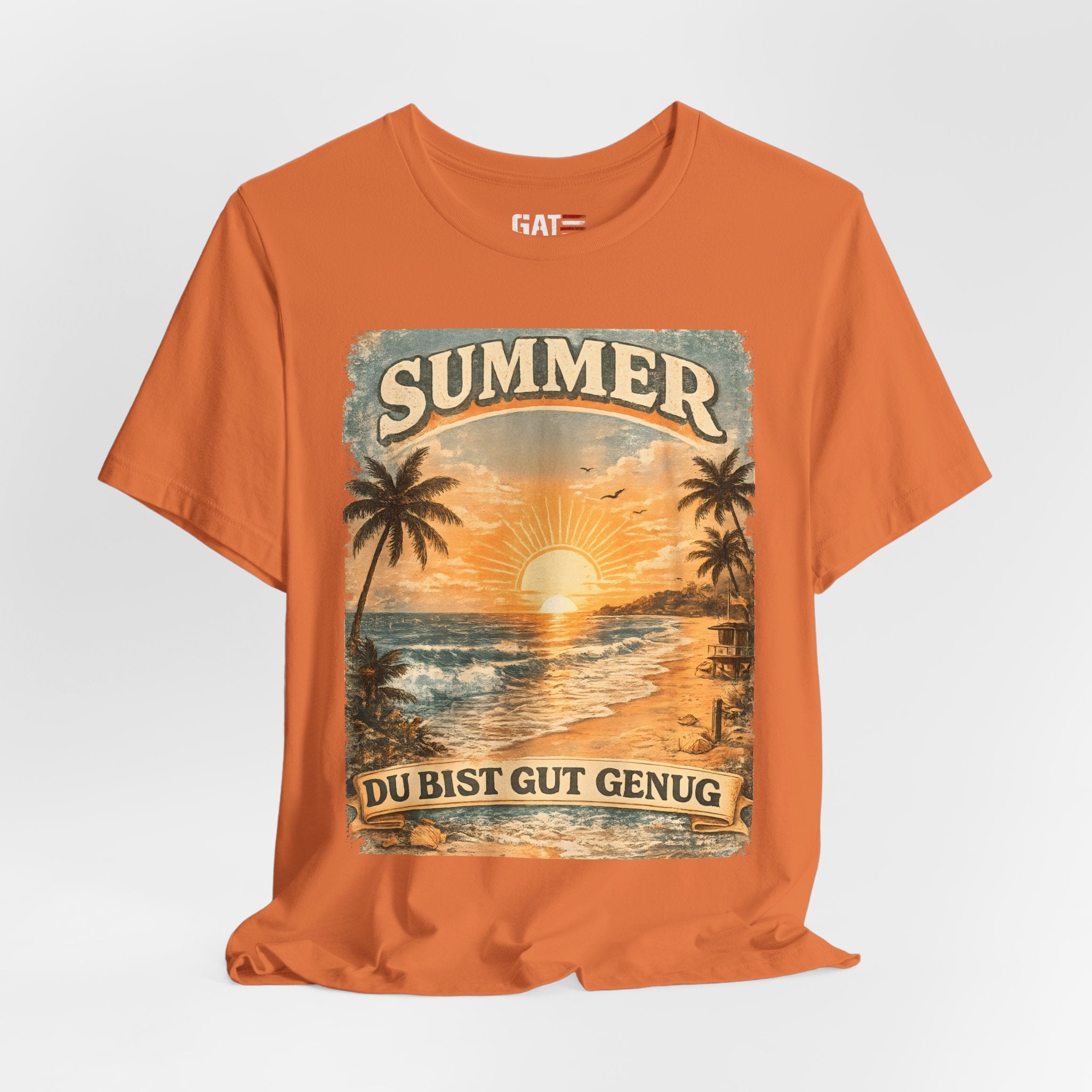 Du Bist Gut Genug Shirt, You Are Enough Tee, Summer Beach Sunset Graphic Shirt, German Quote Retro Aesthetic Tee