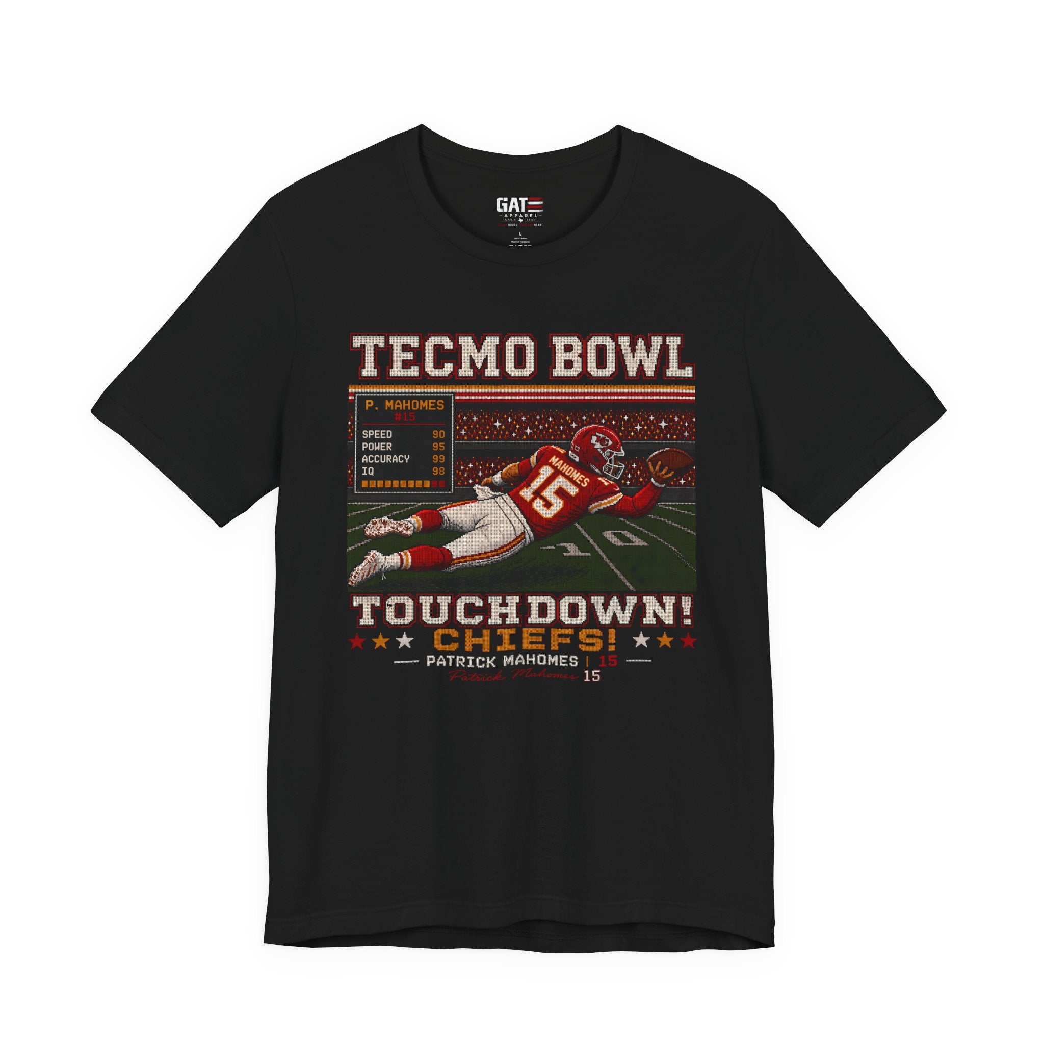 Patrick Mahomes Tecmo Bowl Shirt Retro Football Tee Chiefs Touchdown Graphic Vintage 8 Bit Gamer Gift Kansas City Fan