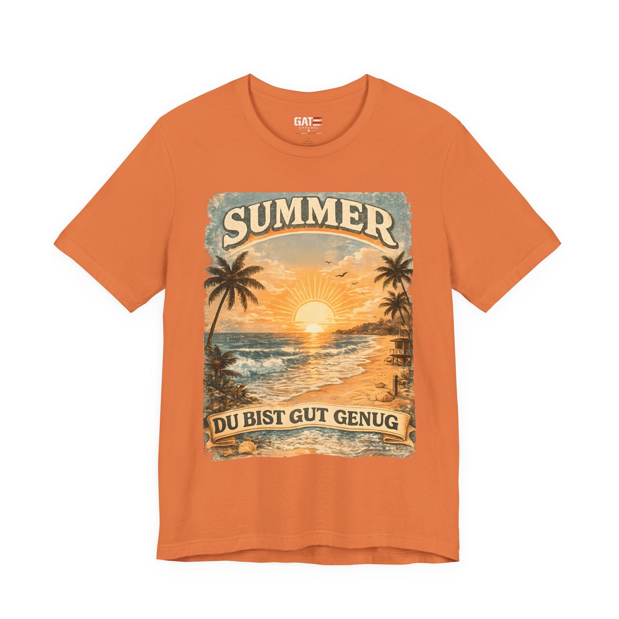 Du Bist Gut Genug Shirt, You Are Enough Tee, Summer Beach Sunset Graphic Shirt, German Quote Retro Aesthetic Tee
