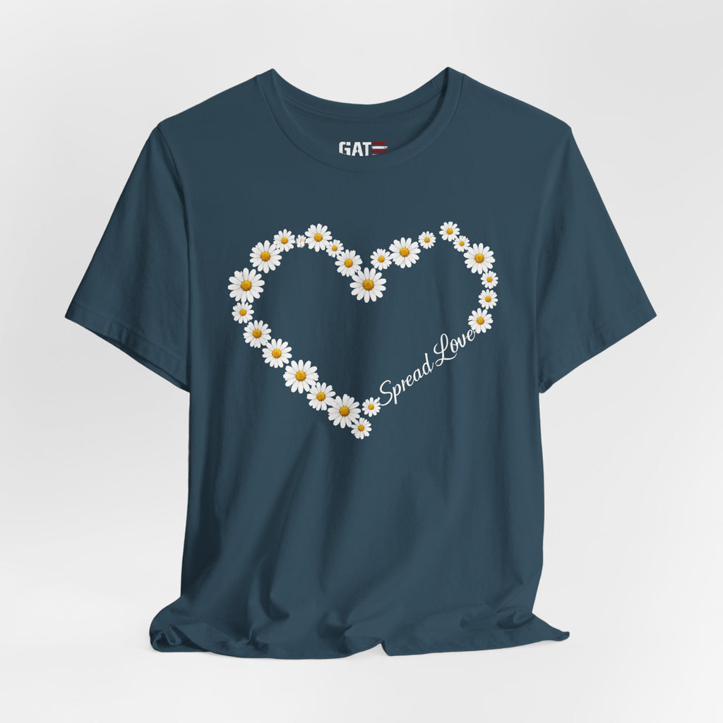 Daisy Heart Tee — "Spread Love" Floral Graphic T-Shirt