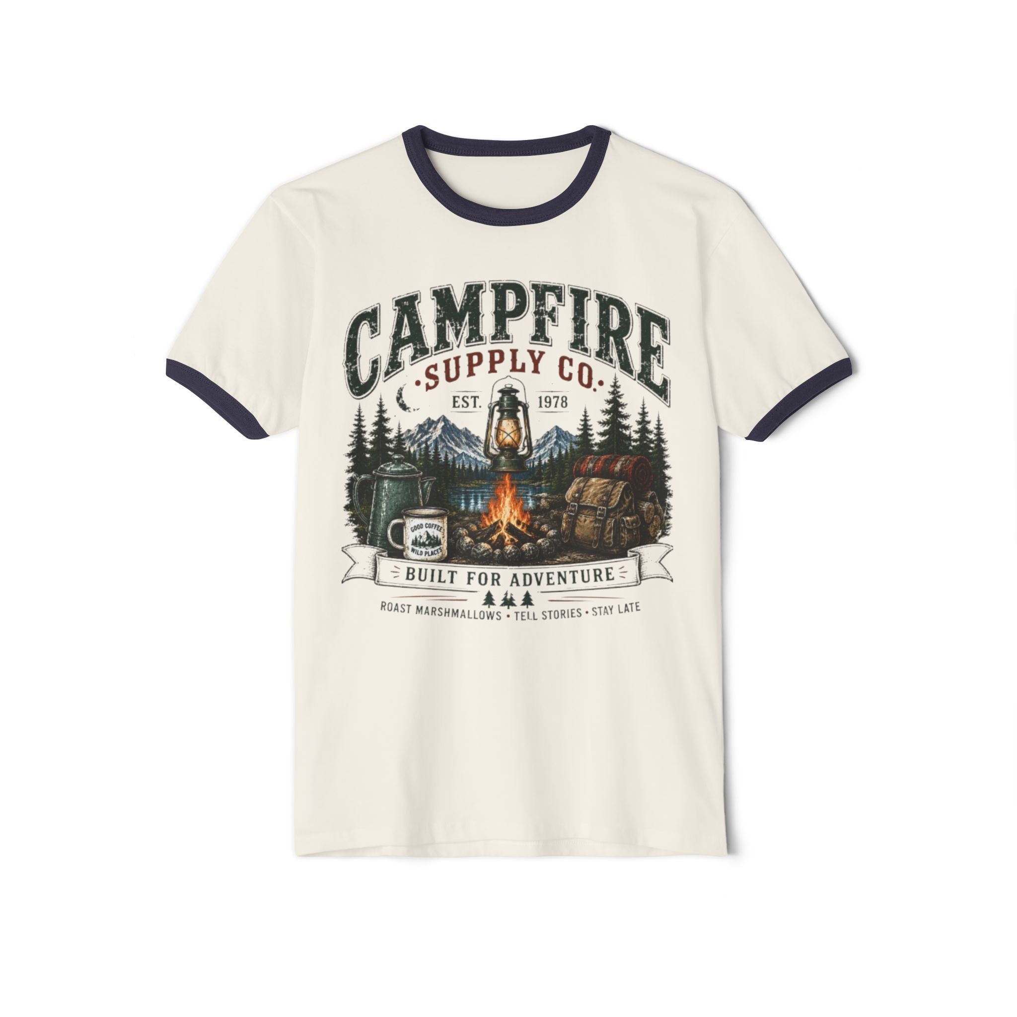 Campfire Supply Co. Ringer T-Shirt — Built for Adventure Graphic Tee