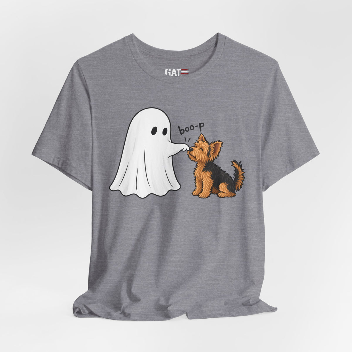 Halloween Ghost & Terrier— "boo-p" Cute Dog Halloween T-Shirt