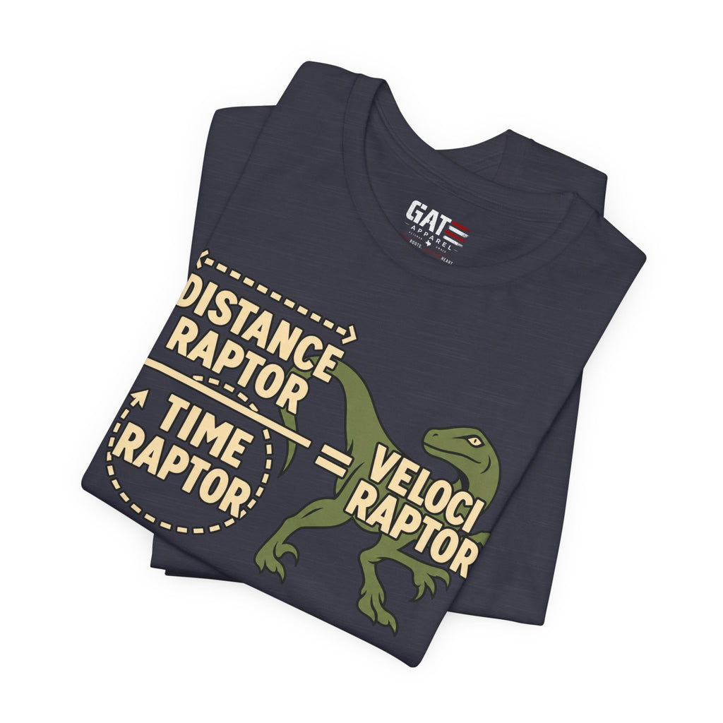 Velociraptor Anatomy Tee — "Distance Raptor / Time Raptor" Dinosaur Graphic Shirt