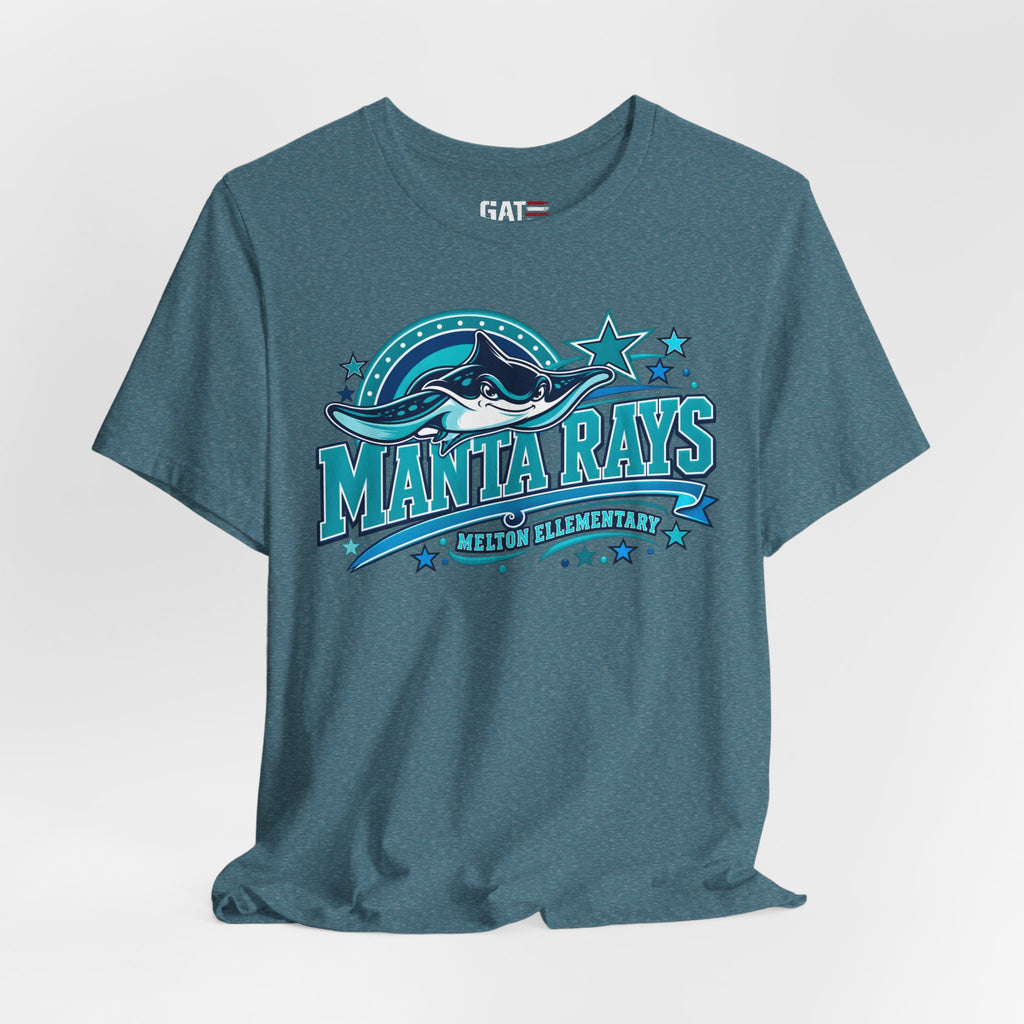 Melton Manta Rays Graphic Tee – Retro Ocean School Spirit Shirt
