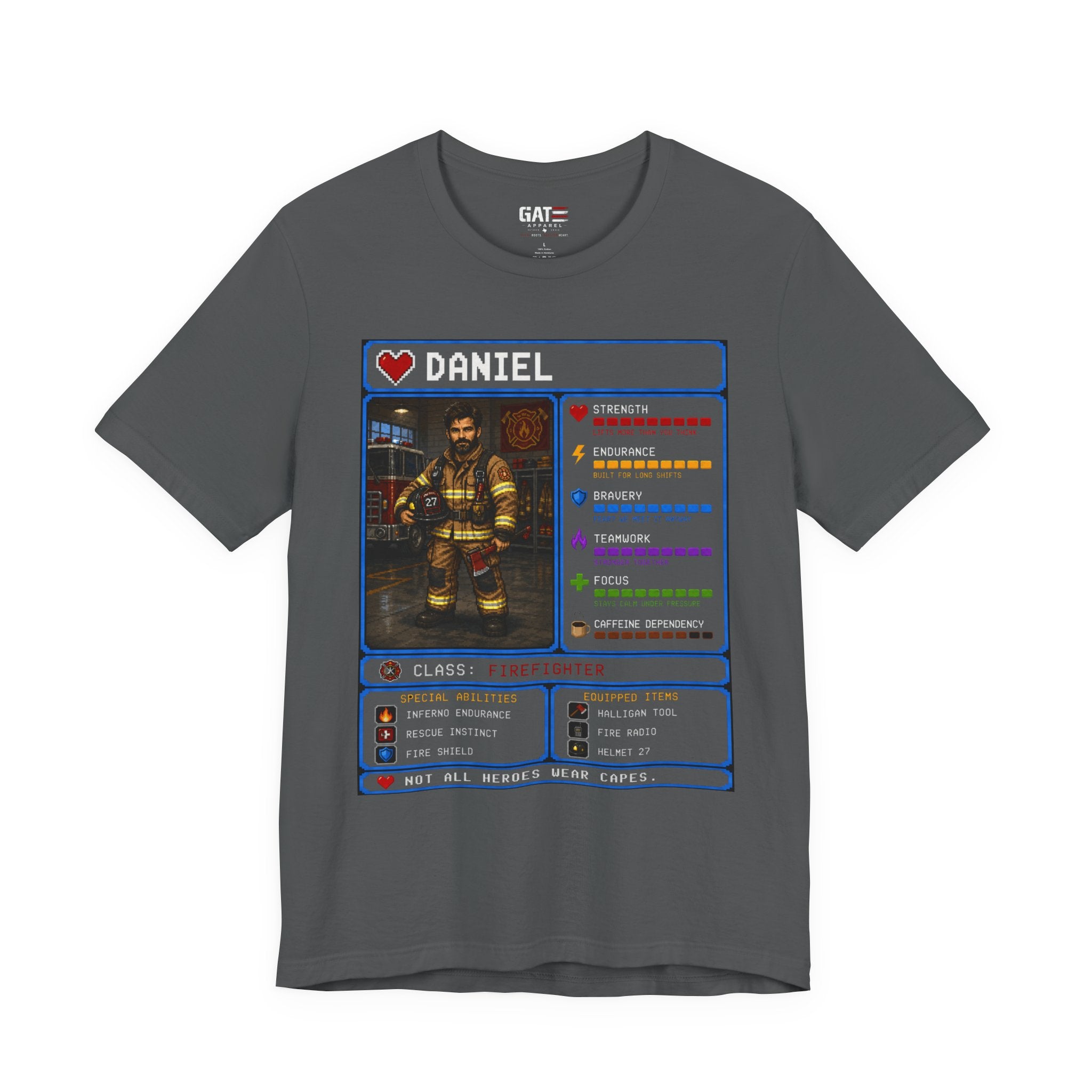 Custom Firefighter RPG Character Shirt | Personalized Firefighter Gift