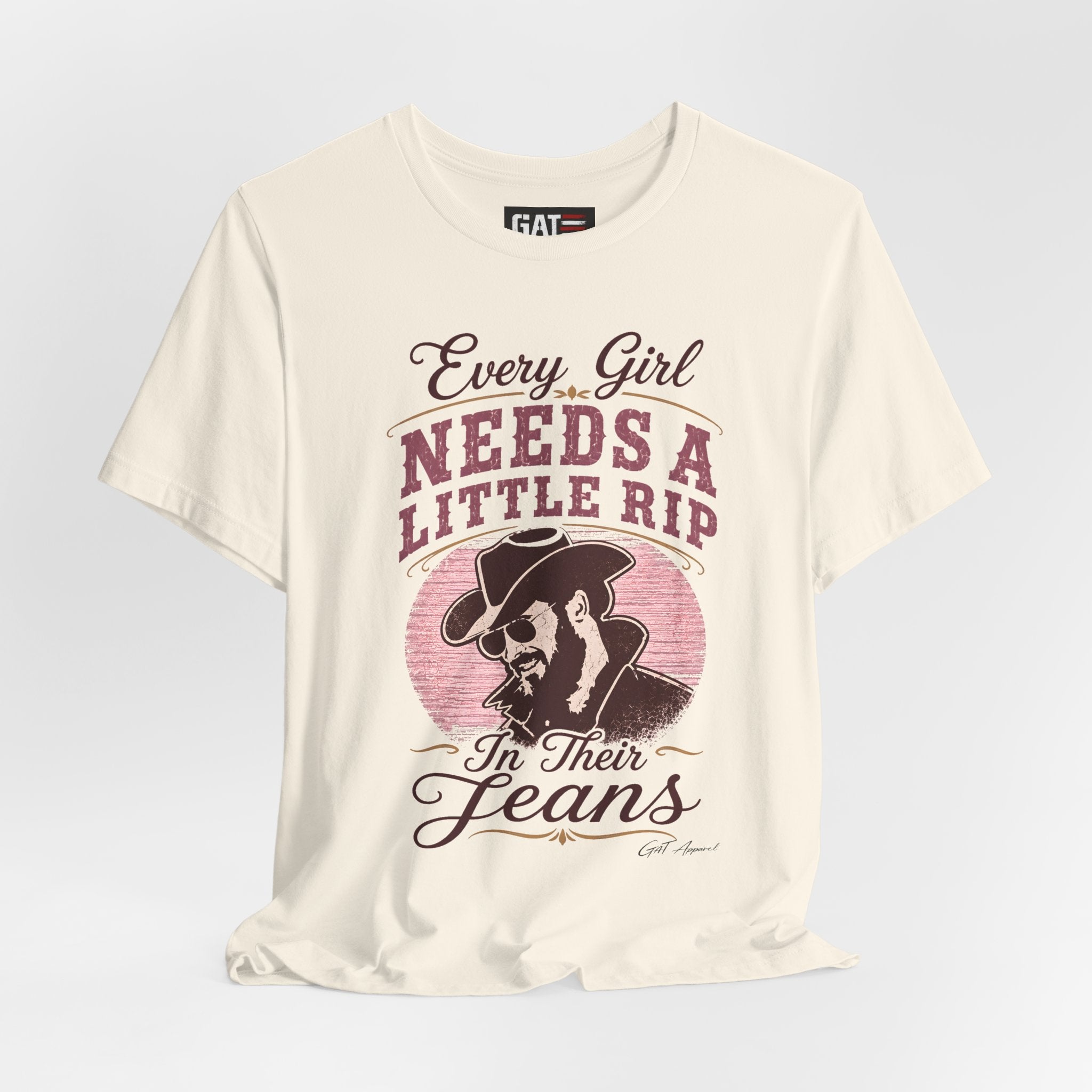 Every Girl Needs A Little Rip In Their Jeans Pink Text Shirt | Dutton Ranch| Yellowstone Inspire Shirt