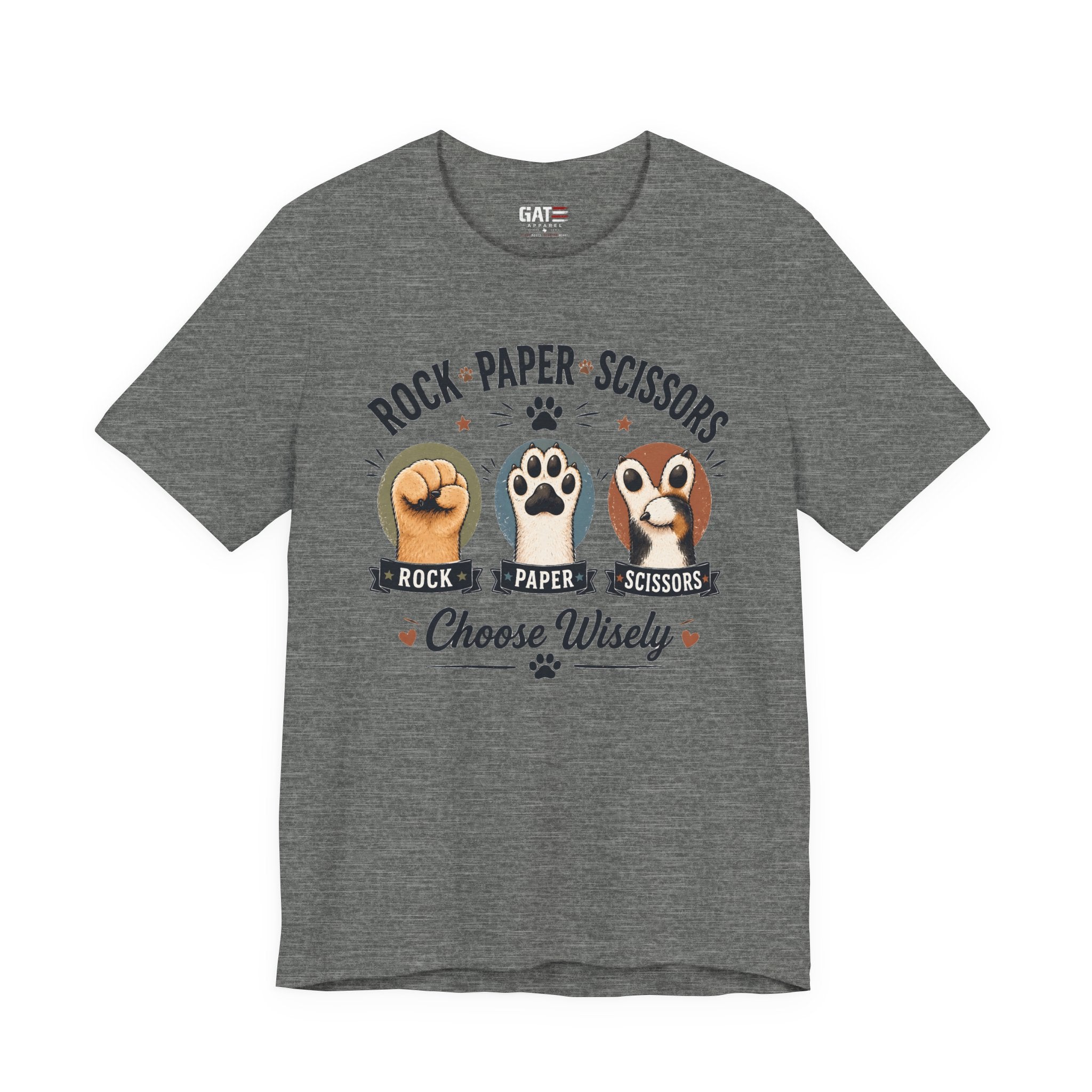 Rock Paper Scissors Cat Shirt, Funny Cat Lover Tee, Cat Paw Graphic Shirt, Cute Pet Mom Gift, Choose Wisely Cat Tee, Cat Dad Shirt