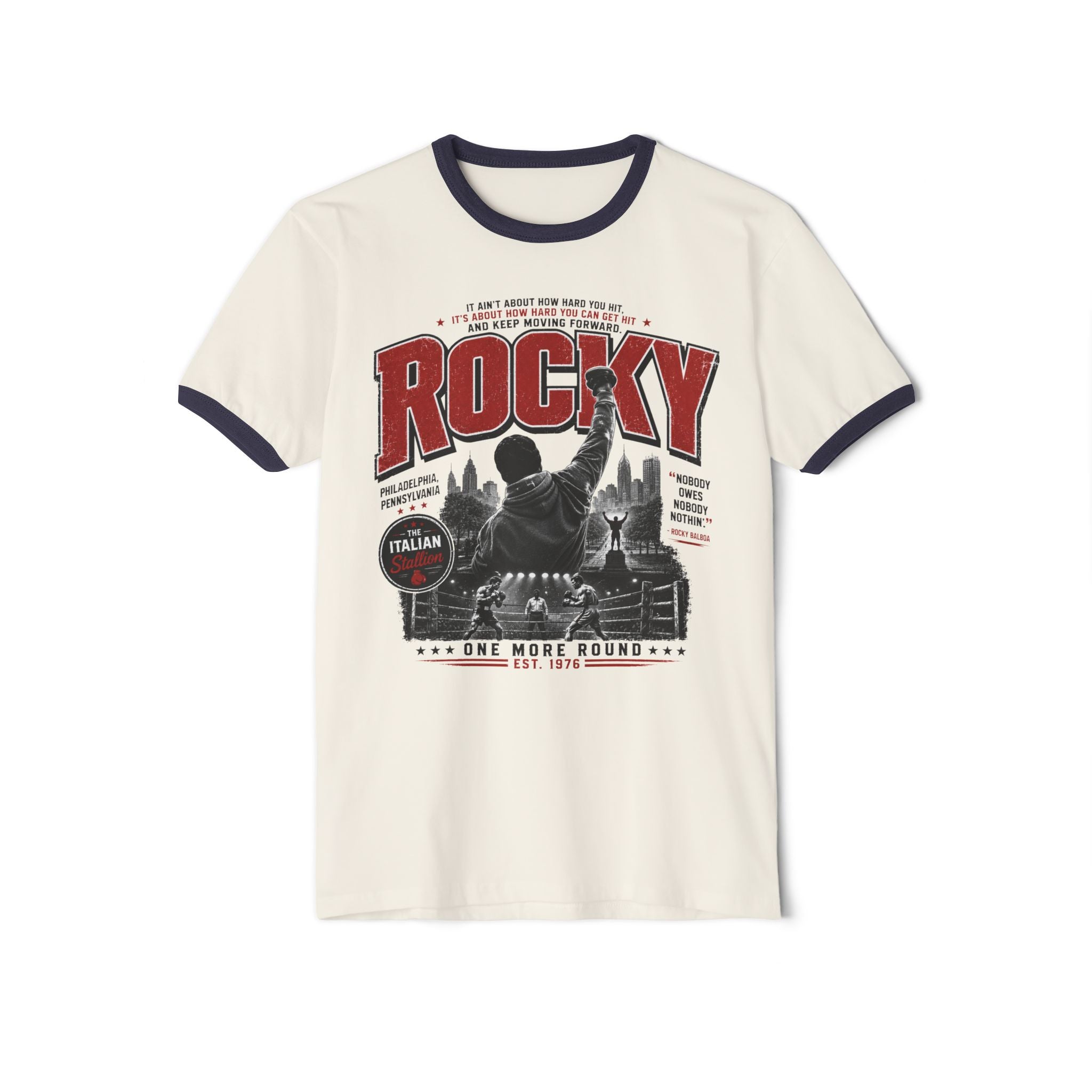Rocky Vintage Ringer T-Shirt – One More Round Retro Boxing Tee