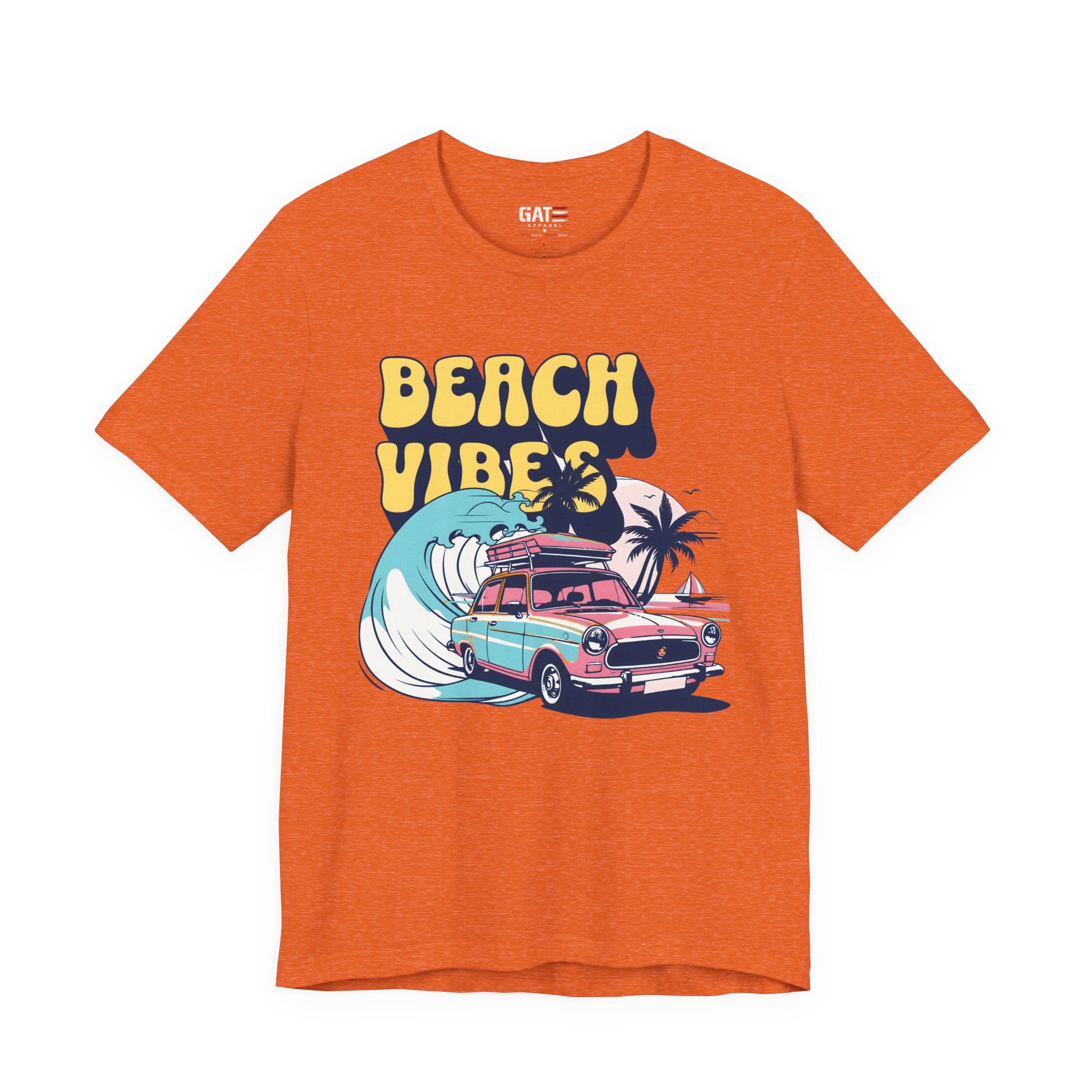 Beach Vibes Shirt, Retro Beach Tee, Vintage Summer Shirt, Coastal Vacation T Shirt, Surf Car Graphic Tee, Groovy Beach Lover Gift