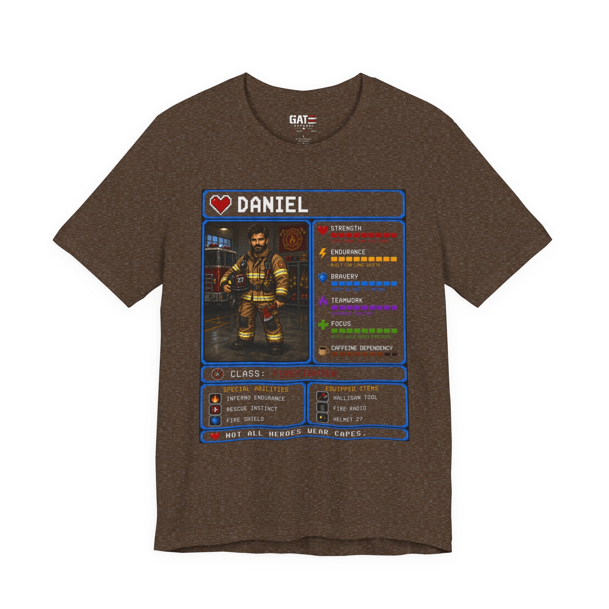 Custom Firefighter RPG Character Shirt | Personalized Firefighter Gift