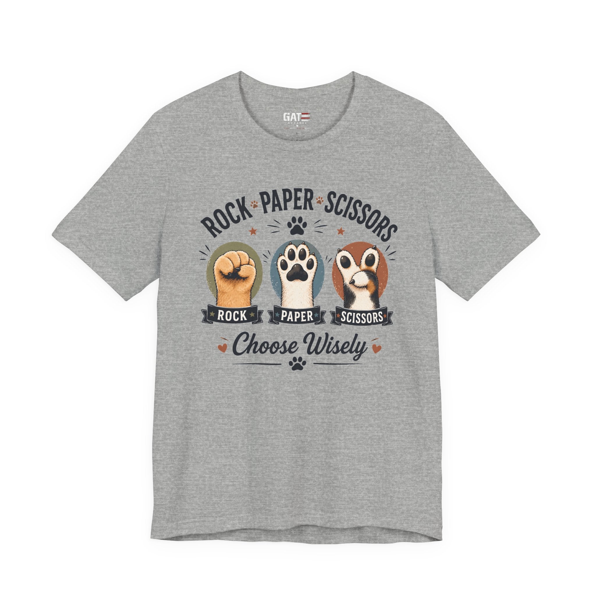 Rock Paper Scissors Cat Shirt, Funny Cat Lover Tee, Cat Paw Graphic Shirt, Cute Pet Mom Gift, Choose Wisely Cat Tee, Cat Dad Shirt