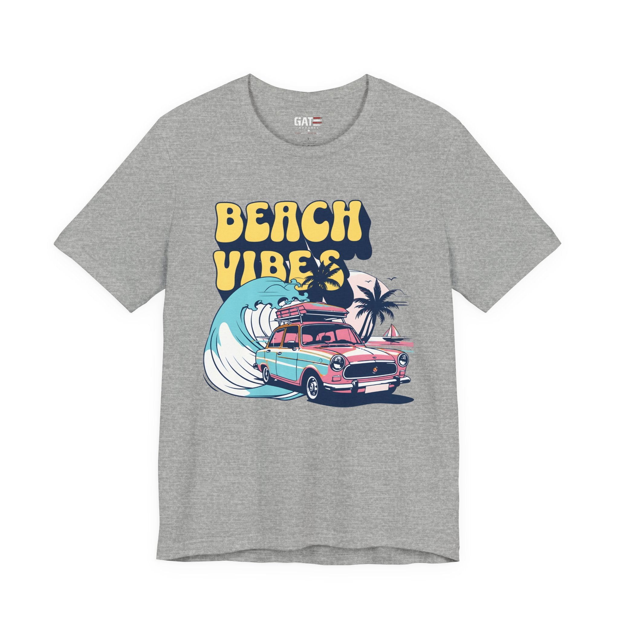 Beach Vibes Shirt, Retro Beach Tee, Vintage Summer Shirt, Coastal Vacation T Shirt, Surf Car Graphic Tee, Groovy Beach Lover Gift