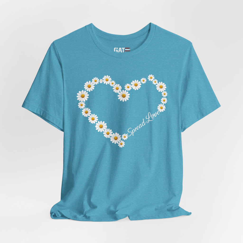 Daisy Heart Tee — "Spread Love" Floral Graphic T-Shirt