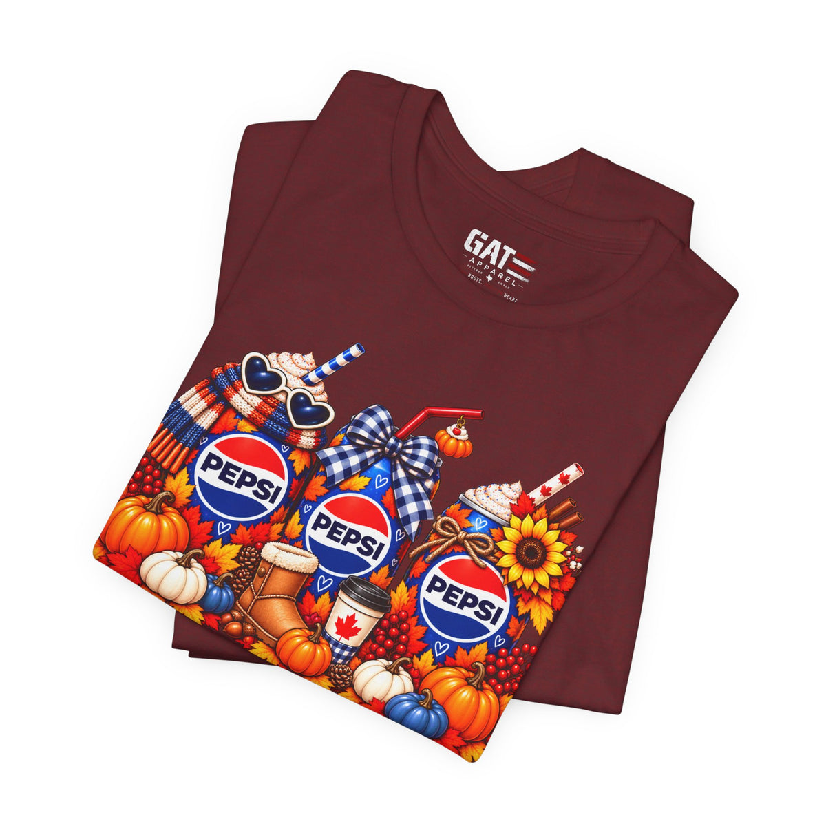 Pepsi Pumpkin Fall T‑Shirt — Autumn Pumpkin & Sunflower Soda Design