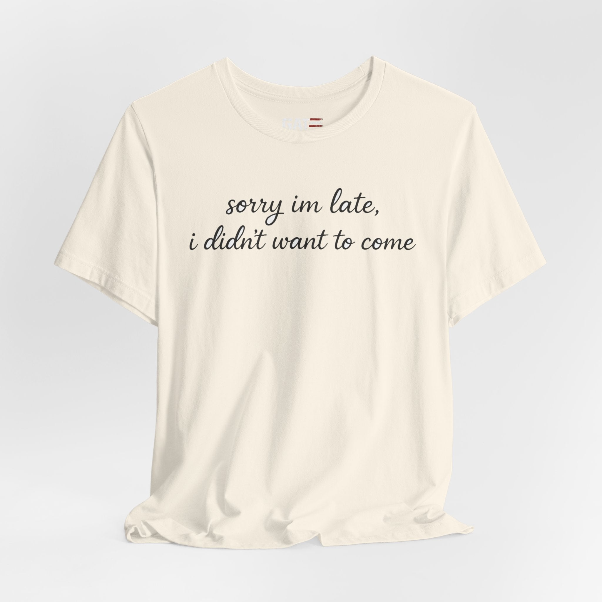 Sorry I'm Late I Didn't Want to Come Shirt, Funny Introvert Tee, Sarcastic Graphic Shirt, Minimalist Script Tee