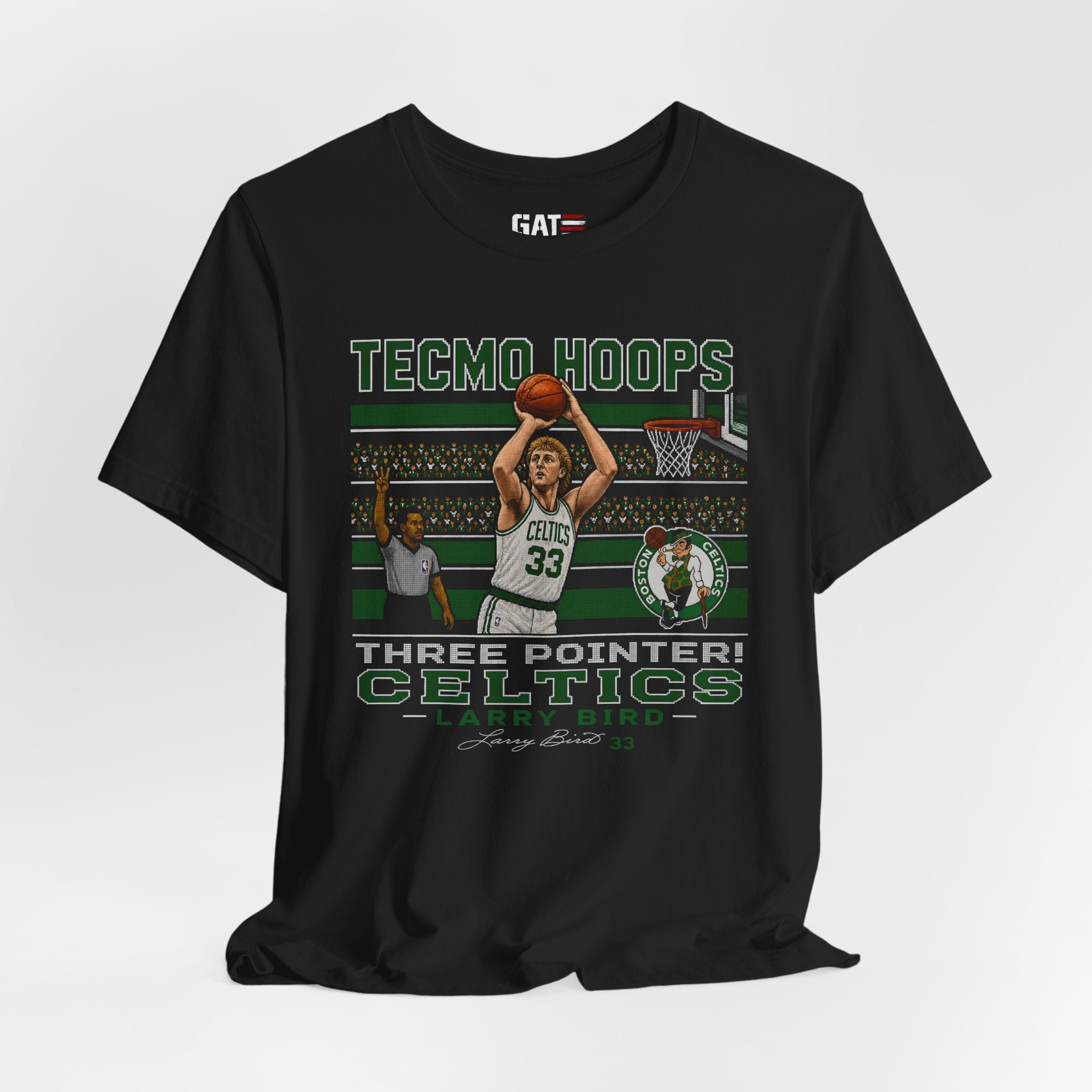 Tecmo Hoops Larry Bird Celtics T-Shirt | Retro Video Game Basketball Tee