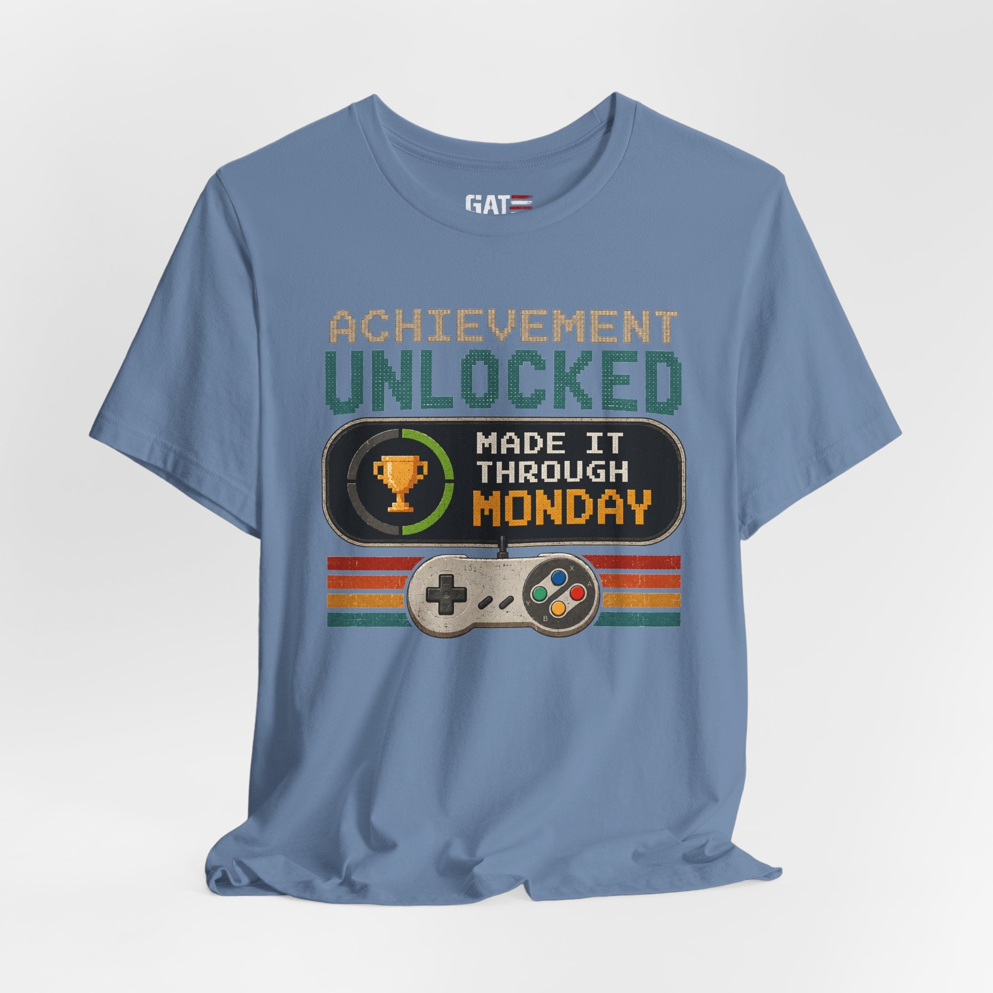 Retro Gaming Shirt, Funny Work Shirt, Made It Through Monday Tee, Gamer Gift for Men Women, Office Humor Shirt
