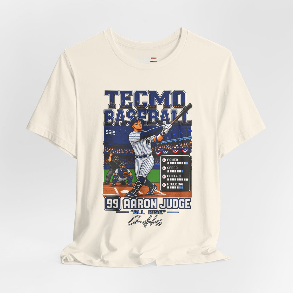 Tecmo Baseball Aaron Judge Tee — Retro Video Game Baseball T-Shirt