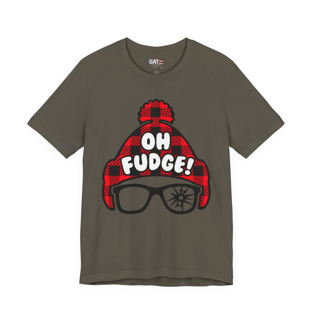 Oh Fudge! Plaid Beanie Graphic Tee — Funny Holiday Winter Shirt