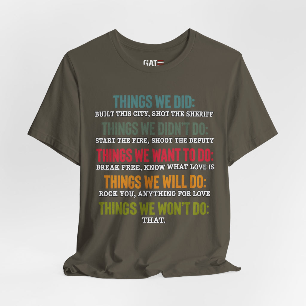 Things We Will Do Checklist T-Shirt — Funny Motivational List Tee