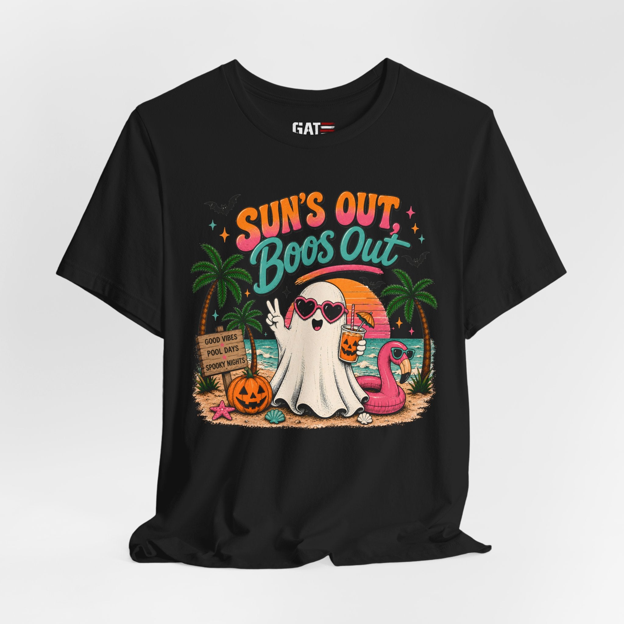 Summerween Shirt, Spooky Beach Shirt, Ghost Beach Tee, Halloween Beach Shirt, Coastal Halloween Tee, Tropical Ghost Shirt