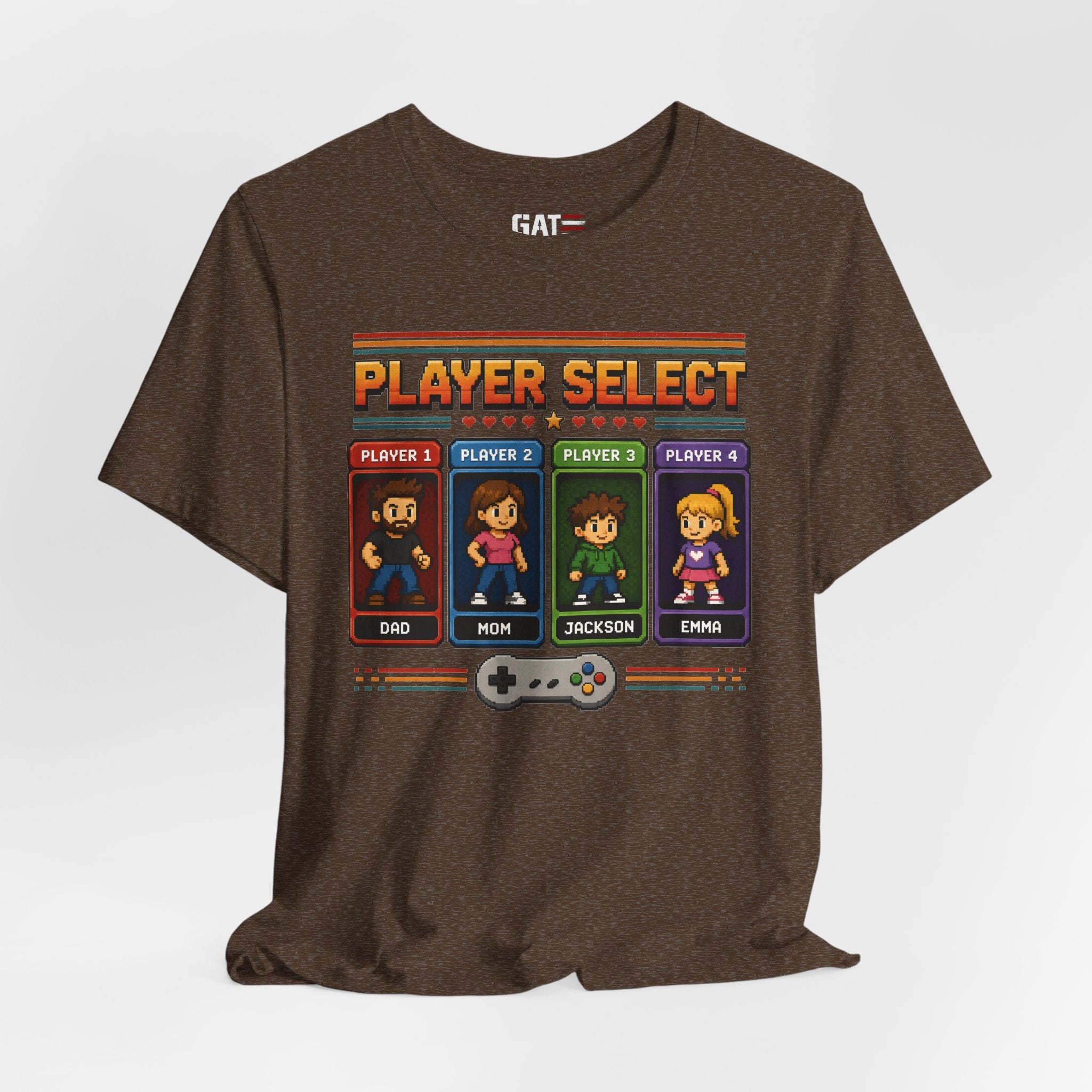 Personalized Gamer Family Shirt, Custom Family Gaming Shirt, Retro Video Game Family Tee, Gamer Dad Mom Kids Gift Shirt