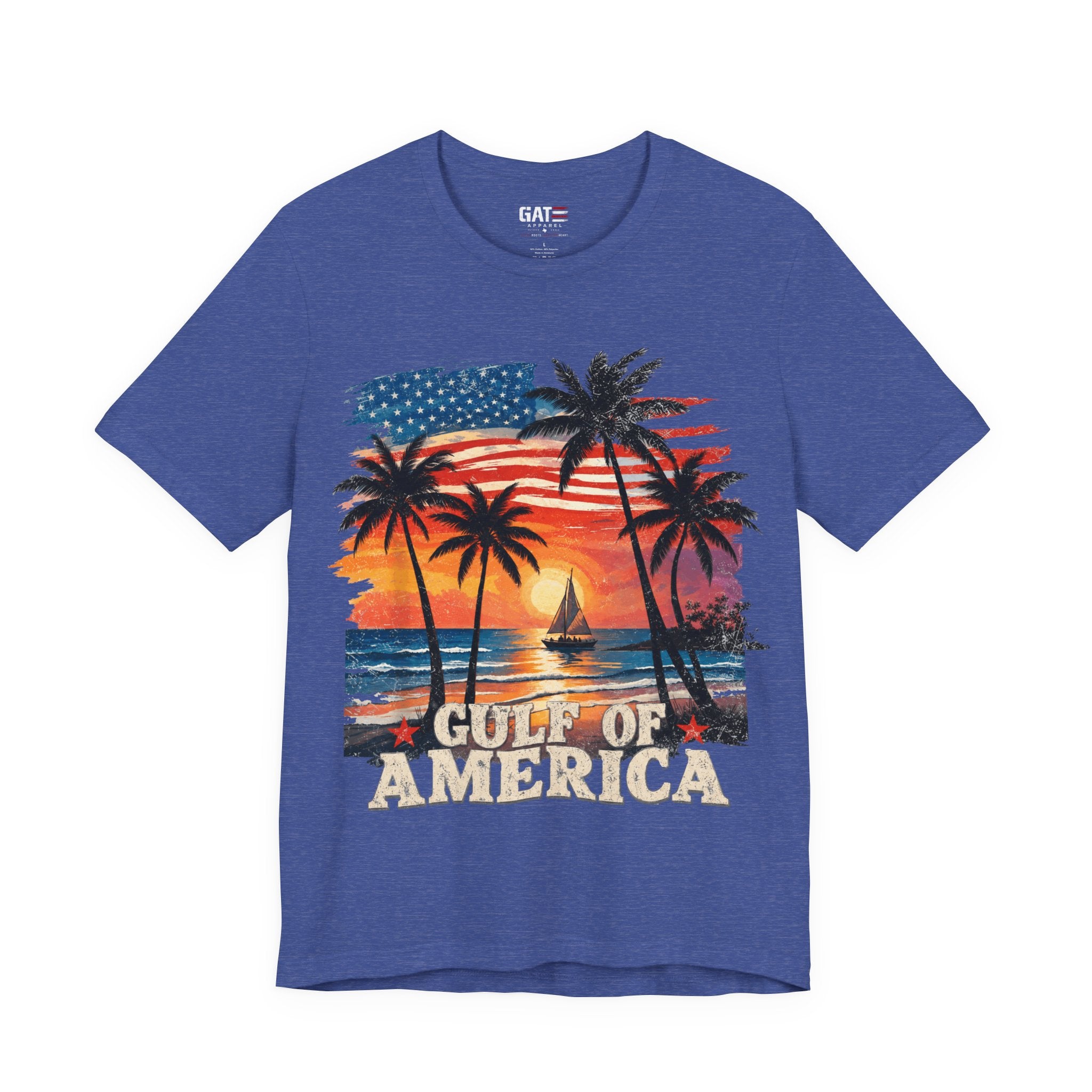 Gulf of America Sunset T-Shirt — Patriotic Palm Beach Tee
