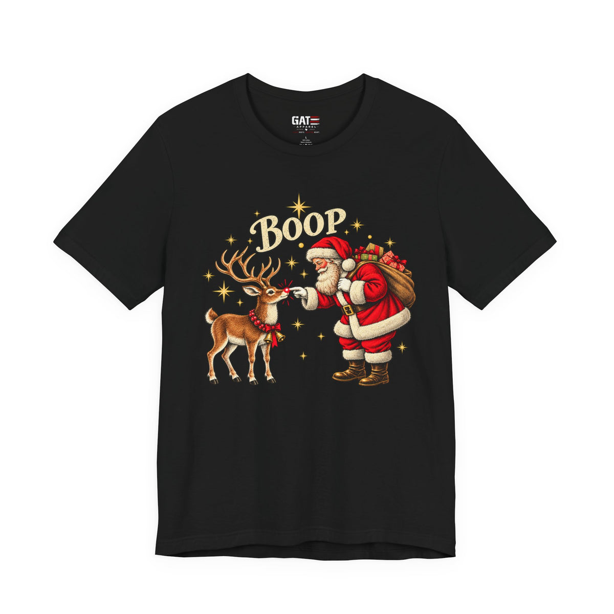 Santa and Reindeer Boop Christmas Graphic T-Shirt - product image 2