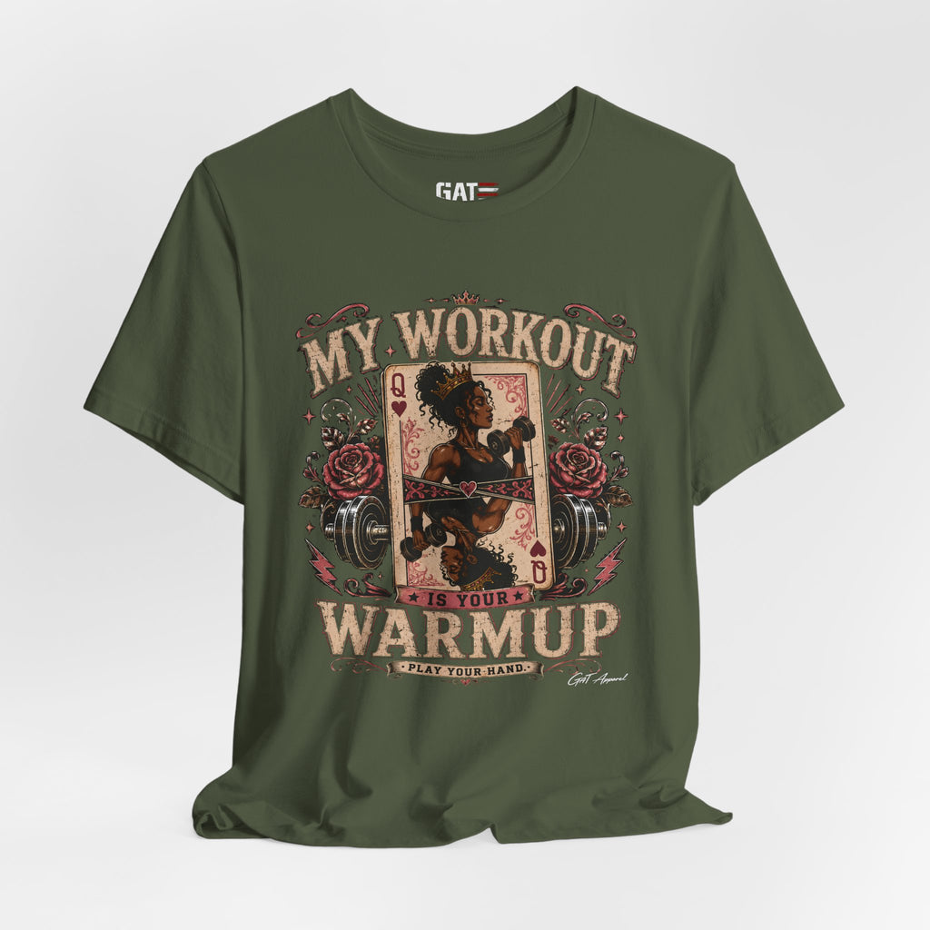 My Workout Is Your Warmup Shirt, Retro Gym Shirt for Women, Queen of Hearts Fitness Tee, Weightlifting Gift