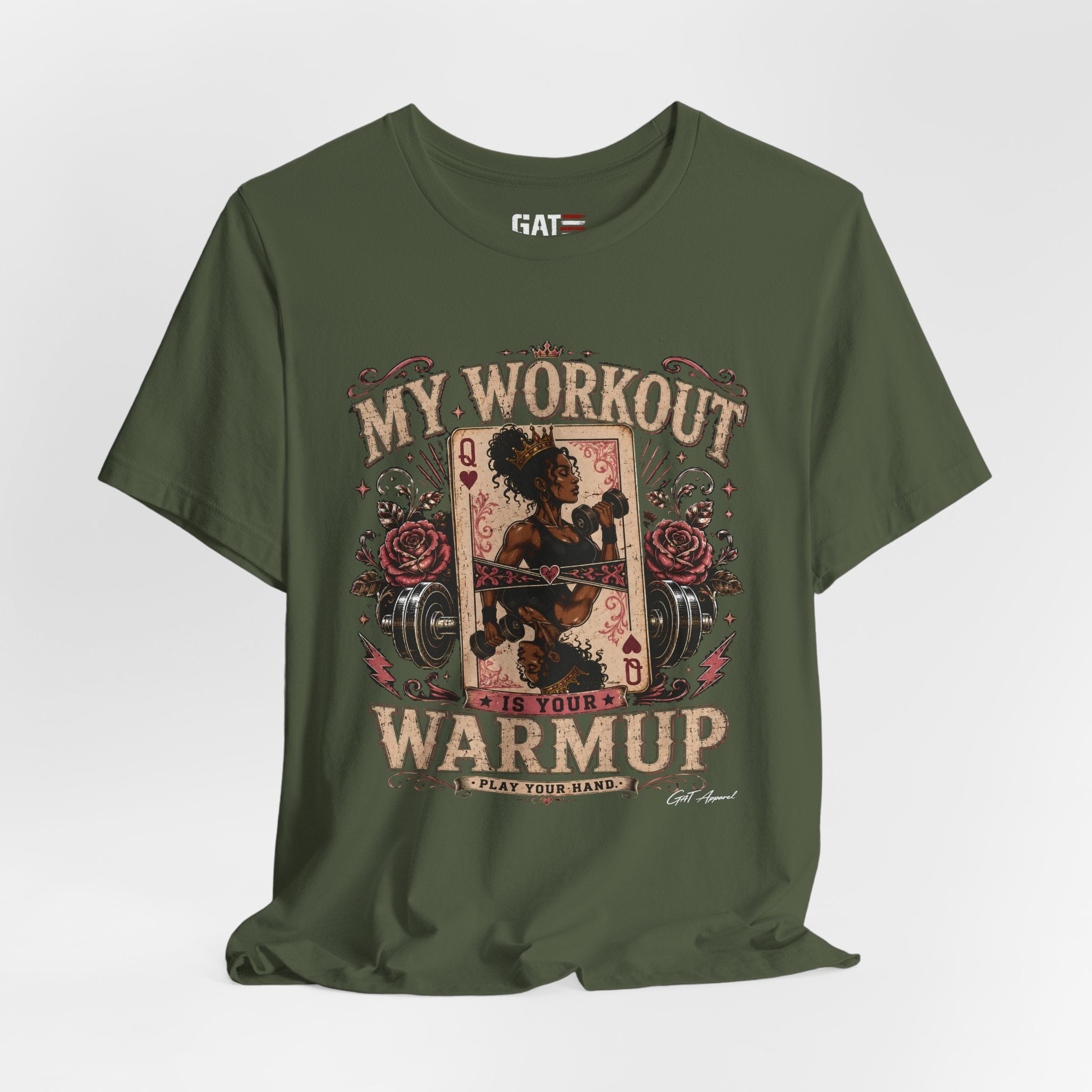 My Workout Is Your Warmup Shirt, Retro Gym Shirt for Women, Queen of Hearts Fitness Tee, Weightlifting Gift