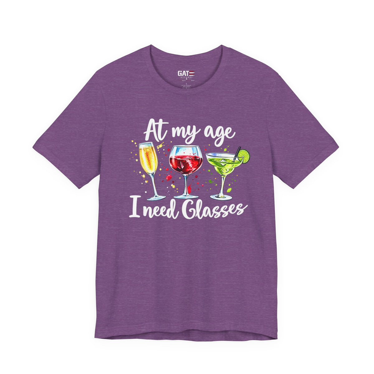 At My Age I Need Glasses humorous cocktail glasses graphic T-shirt - product image 11