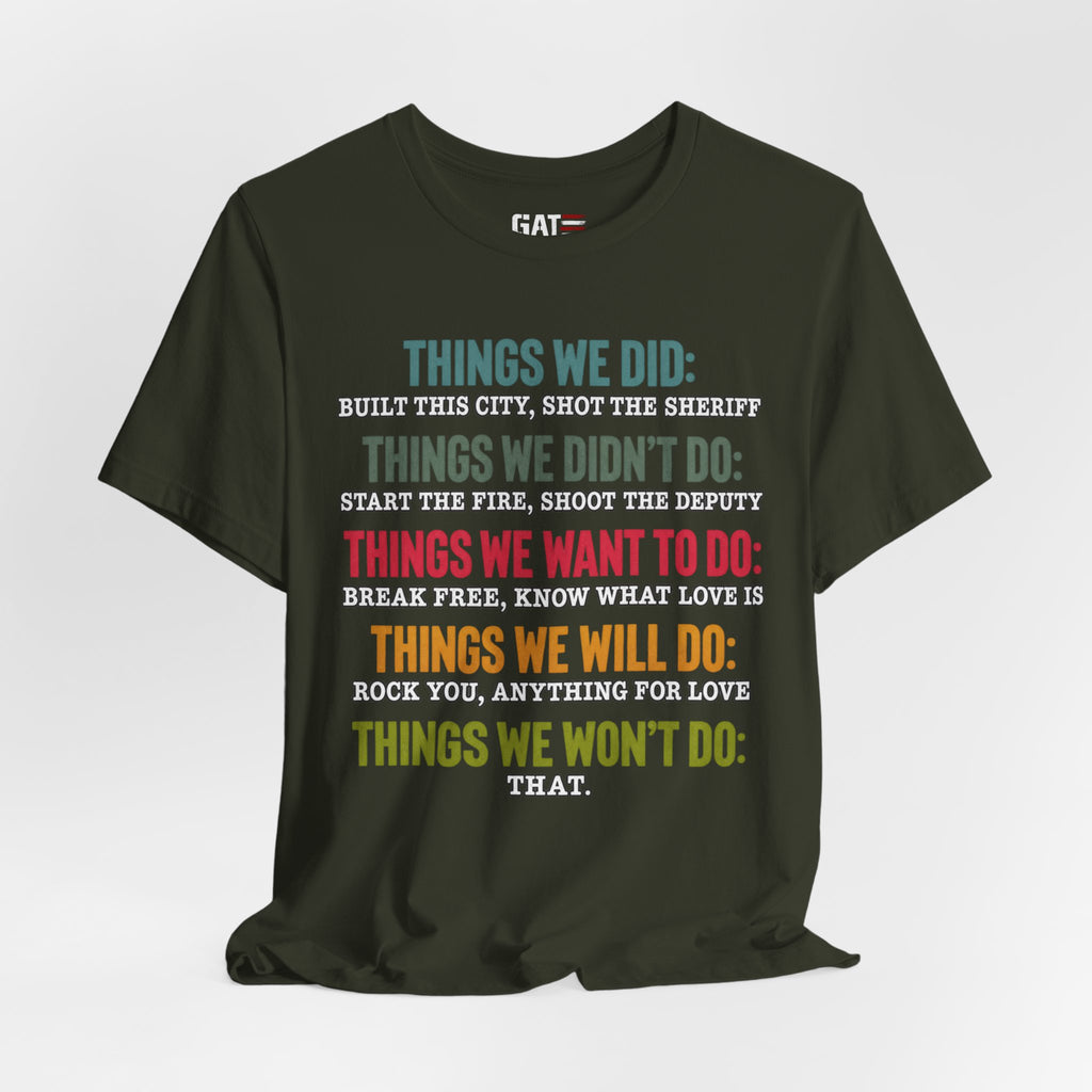Things We Will Do Checklist T-Shirt — Funny Motivational List Tee